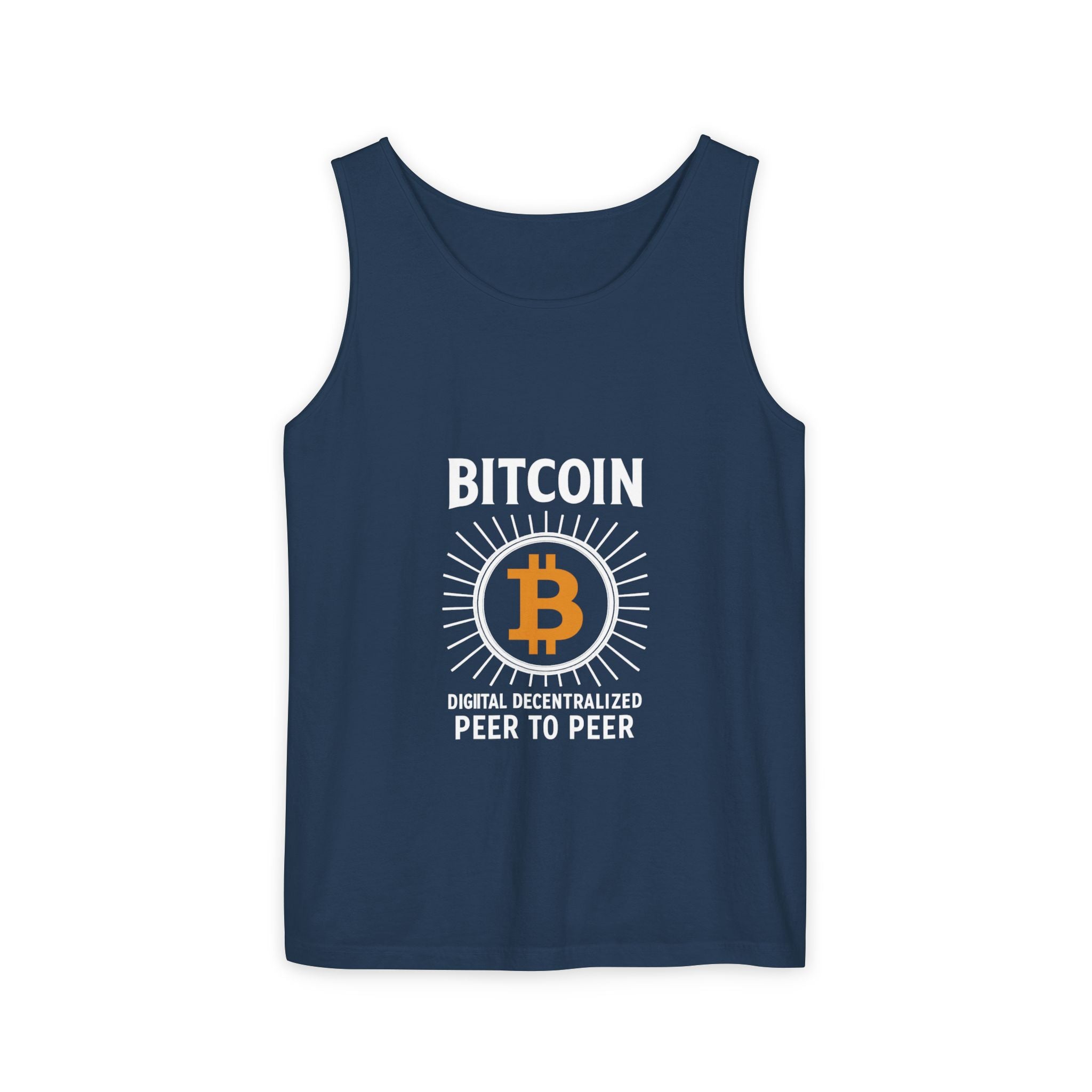 Bitcoin Tank Top Digital-Decentralized-Peer to Peer Wear the Revolution, Own the Future 4 colors 100% cotton