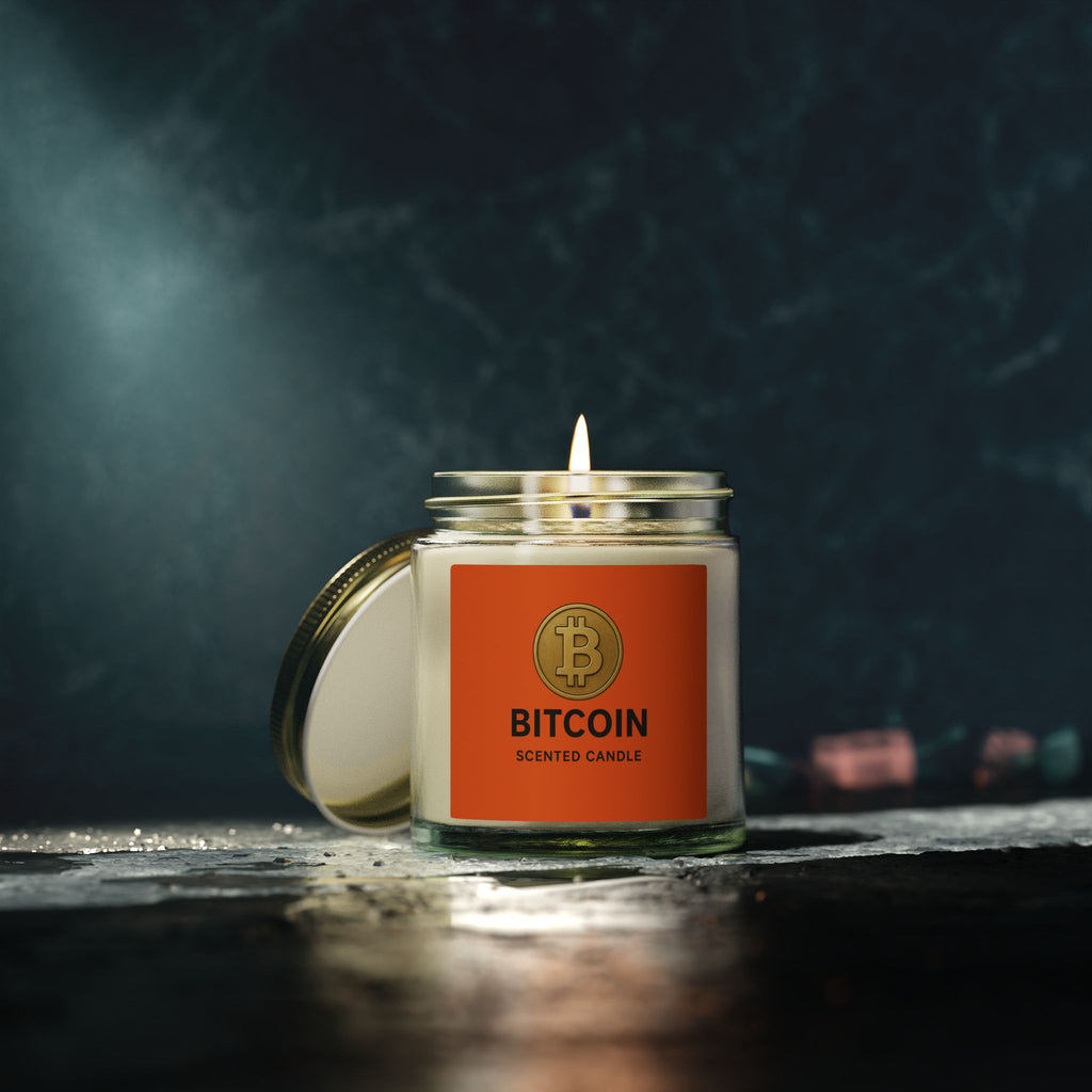 Bitcoin Logo Coconut-Apricot Wax Candle 4 oz & 9 oz sizes 8 fragrances available