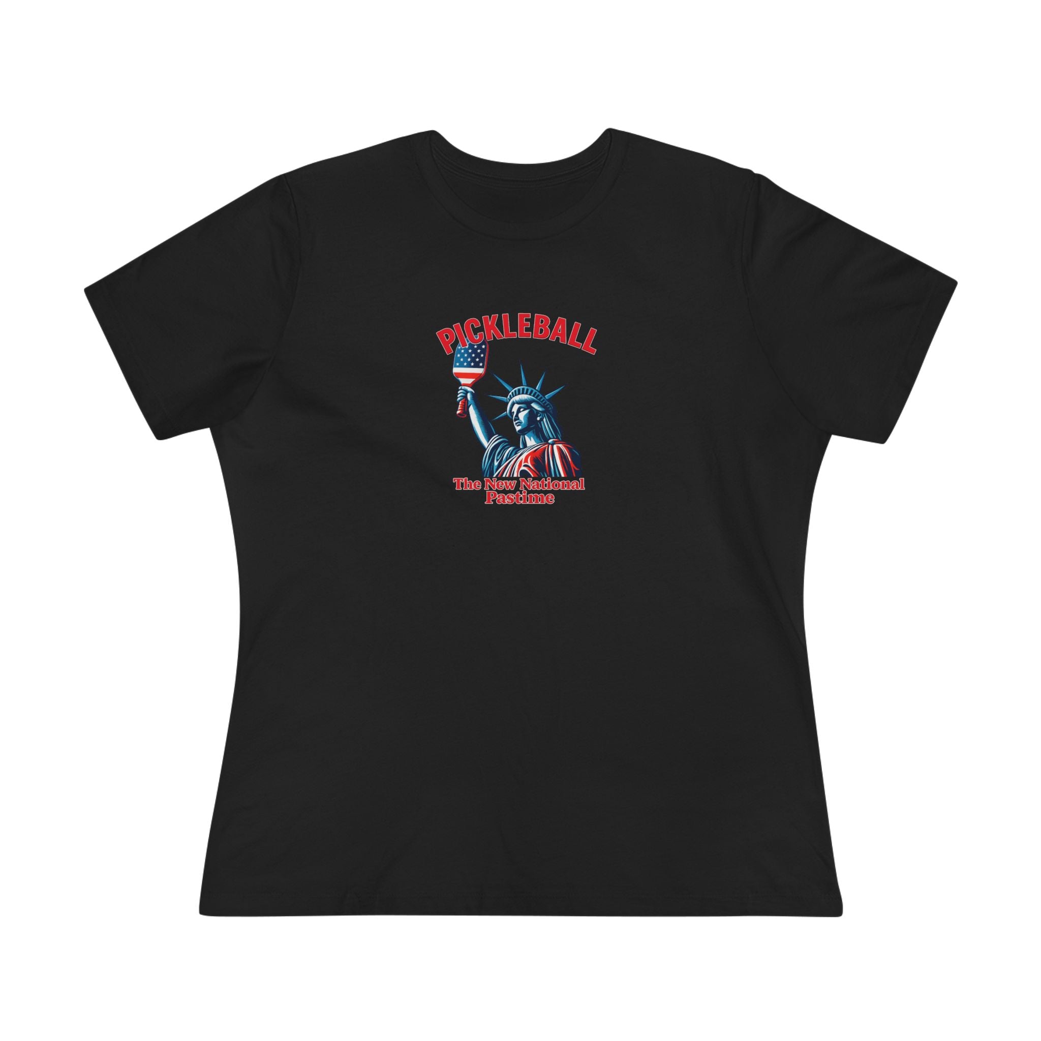 Statue of Liberty Pickleball The New National Pastime Tee Women's Patriotic Pickleball Shirt Pickleball Gift 5 colors 100% cotton