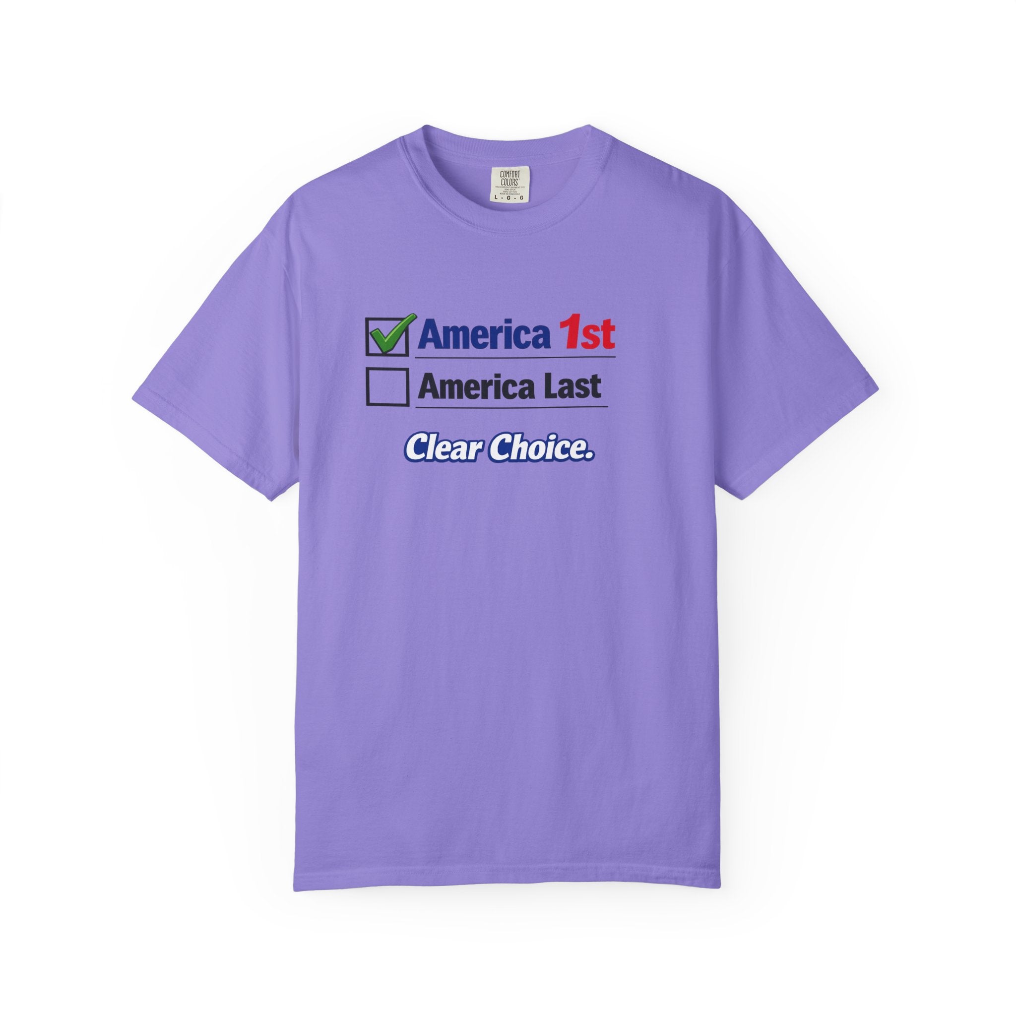 Clear Choice Patriotic Shirt America 1st Checked Tee Bold Freedom T-Shirt Patriotic Gift USA Pride Apparel 5 colors 100% cotton