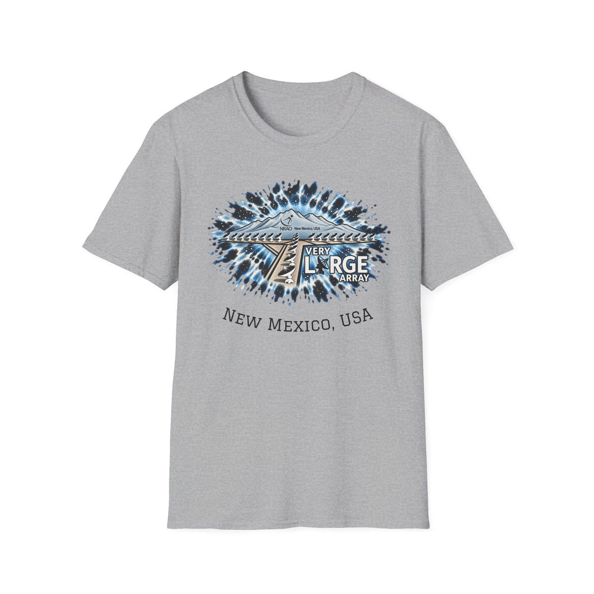 SatsandStripes.com Very Large Array New Mexico Softstyle® T-Shirt – VLA Radio Telescope Astronomy Graphic Tee Grey
