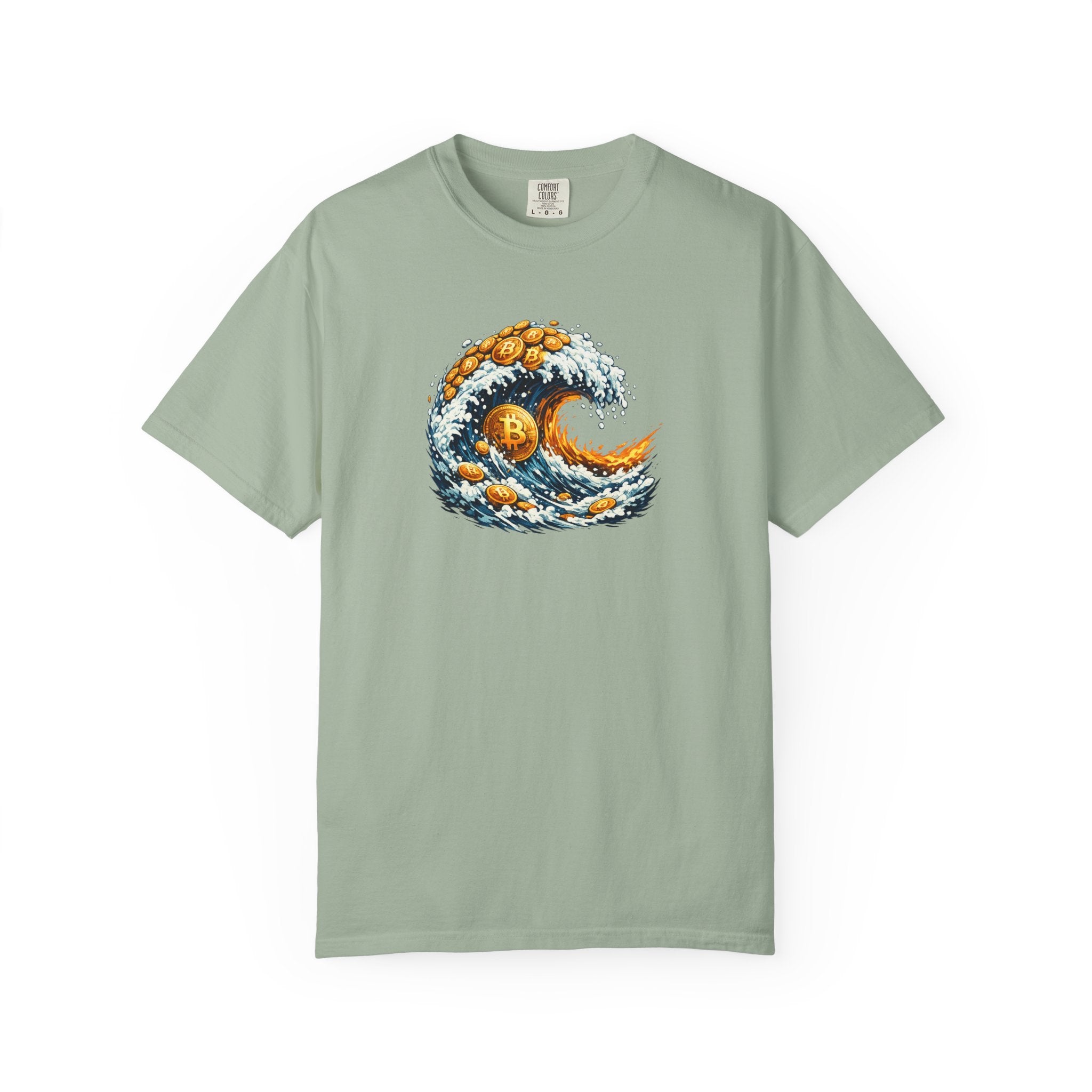 Bitcoin Tidal Wave T-Shirt Futuristic Crypto Graphic Tee Bitcoin Art Shirt Crypto Gift for Him 12 colors 100% cotton