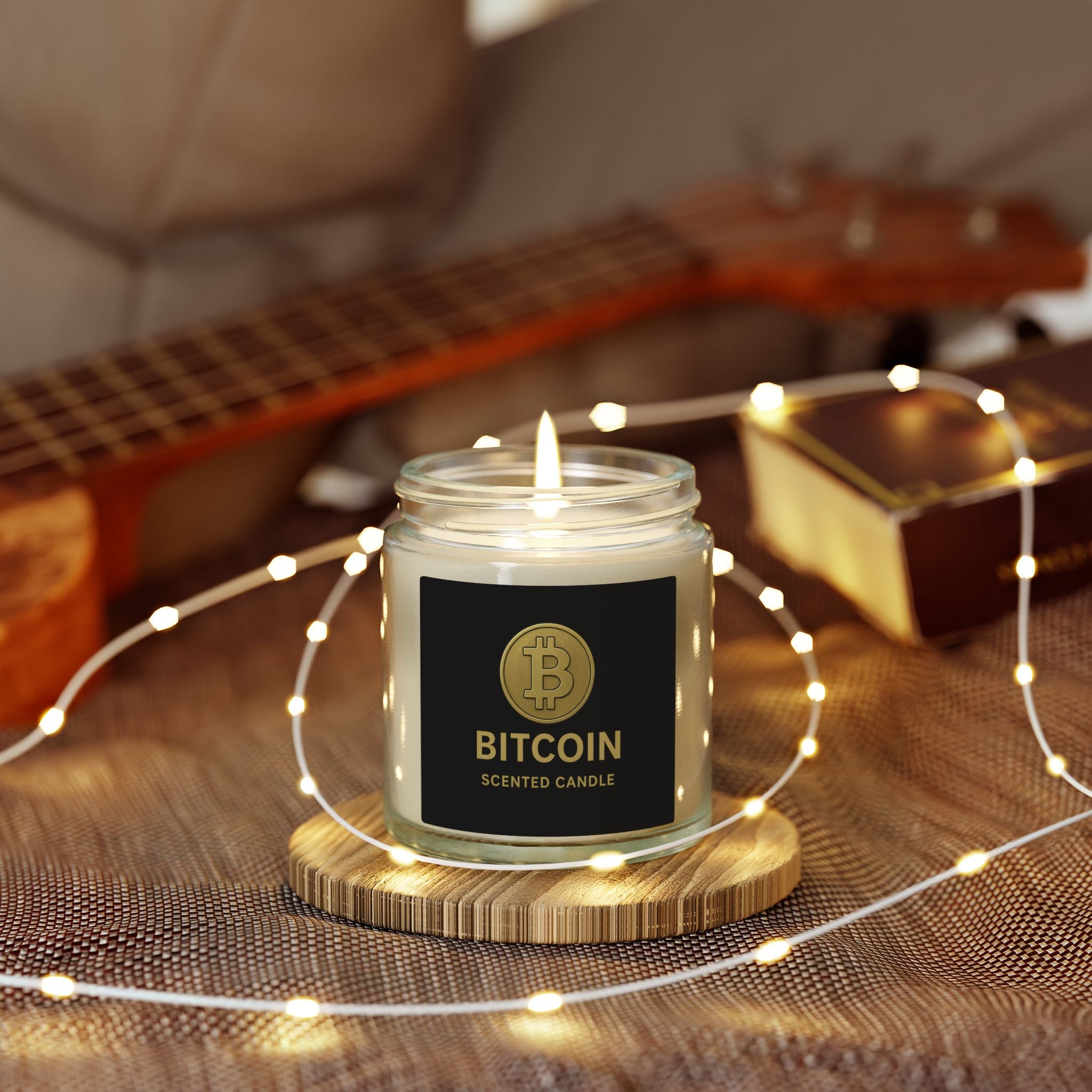 Bitcoin Logo Candle Coconut Apricot Wax Candle 4 oz & 9 oz sizes 8 fragrances available