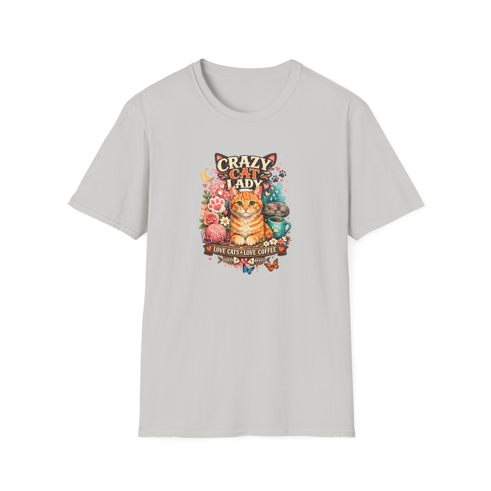 Crazy Cat Lady T-Shirt Love Cats Love Coffee Tee Cute Cat Mom Shirt Funny Cat Lover Top Gift for Cat Owners 8 colors 100% cotton
