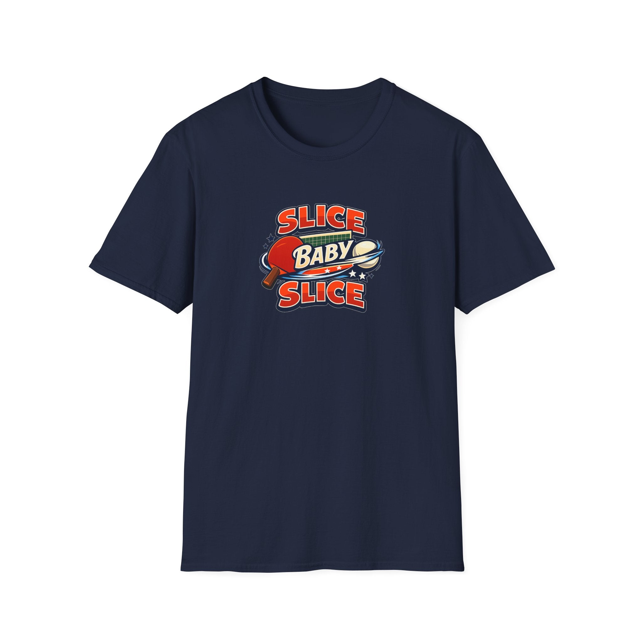 Sats and Stripes Slice Baby Slice Table Tennis T-Shirt Ping Pong Graphic Tee Navy