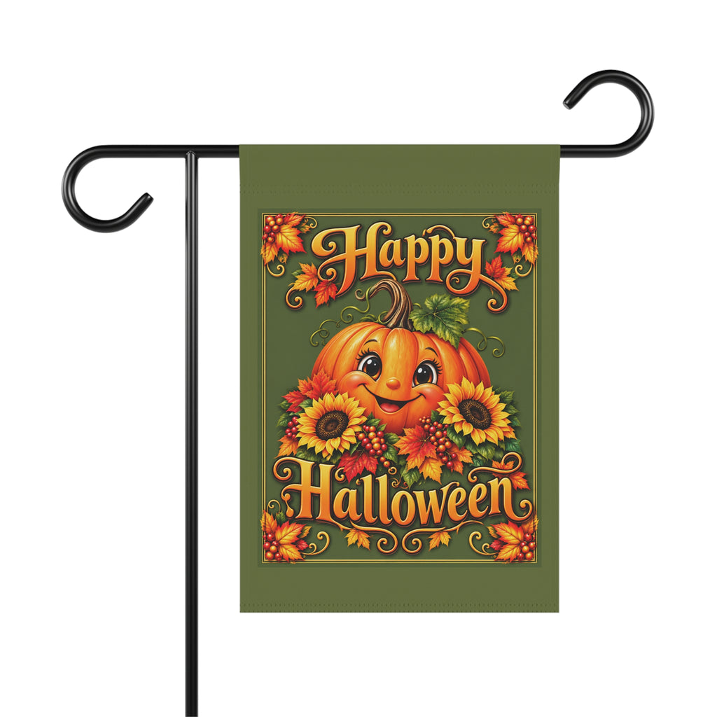 SatsandStripes.com Happy Halloween Pumpkin Double-Sided Garden Flag 12 x 18 Fall Sunflower Yard Décor Flag