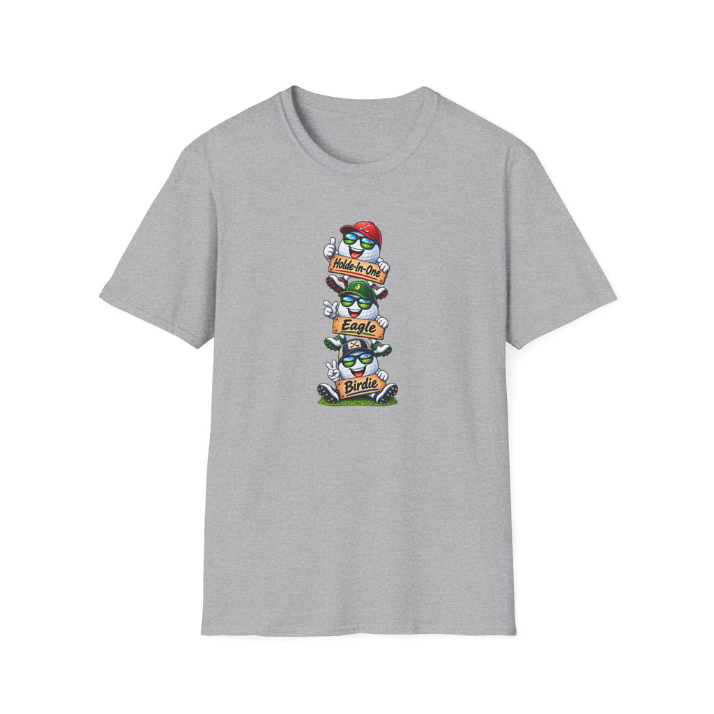 SatsandStripes.com Hole-In-One, Eagle & Birdie Golf T-Shirt – Funny Golfer Graphic Tee Grey