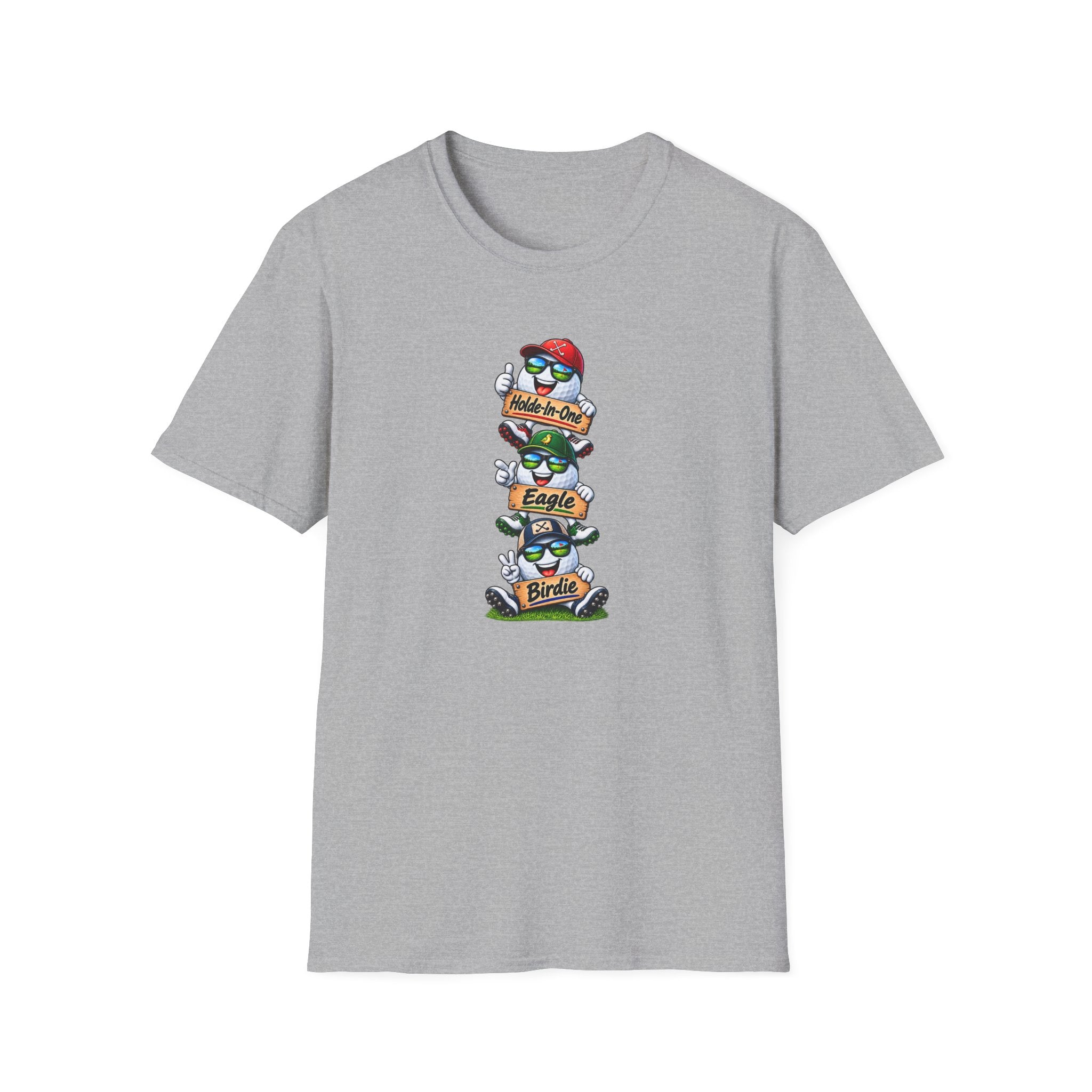 SatsandStripes.com Hole-In-One, Eagle & Birdie Golf T-Shirt – Funny Golfer Graphic Tee Grey