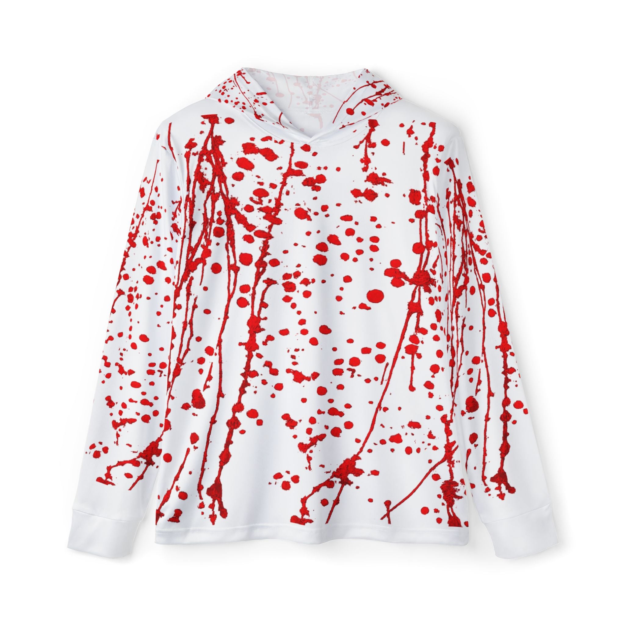 Sats and Stripes Red Paint Splatter UPF 50+ Performance Men's Sport Hoodie Front View