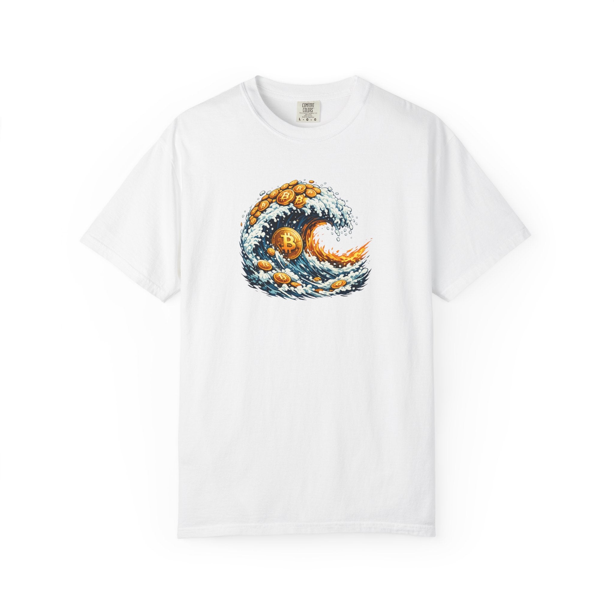 Bitcoin Tidal Wave T-Shirt Futuristic Crypto Graphic Tee Bitcoin Art Shirt Crypto Gift for Him 12 colors 100% cotton