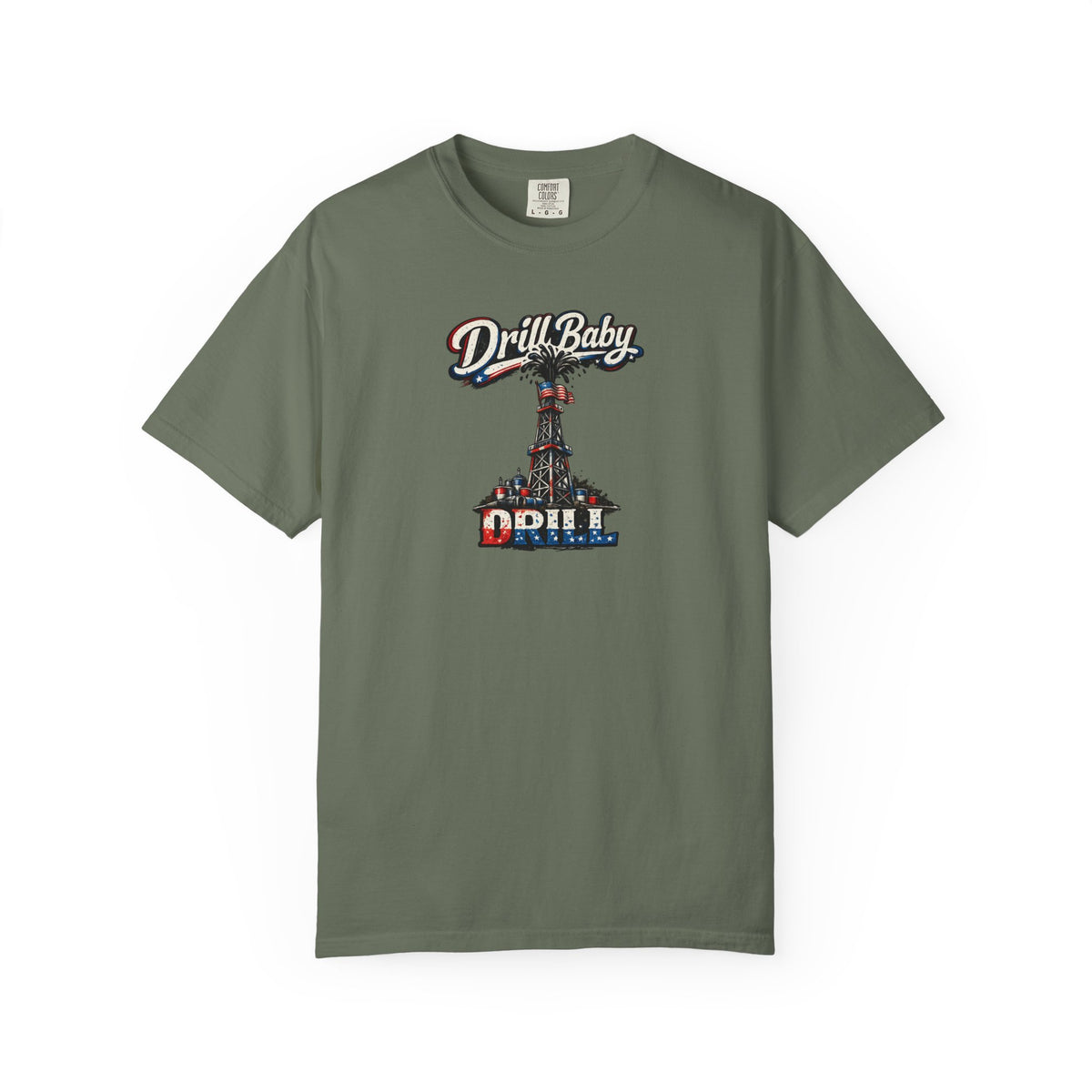 Sats and Stripes Drill Baby Drill Patriotic Oilfield T-Shirt MAGA Energy Independence Shirt Pro Oil & Gas USA Graphic Tee Moss