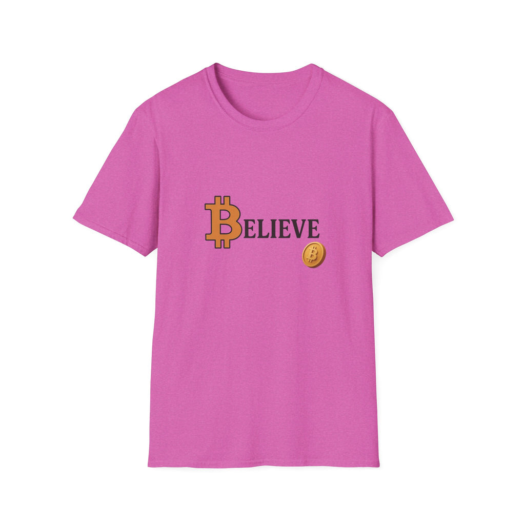 SatsandStripes.com Bitcoin Believe T-Shirt Fuschia