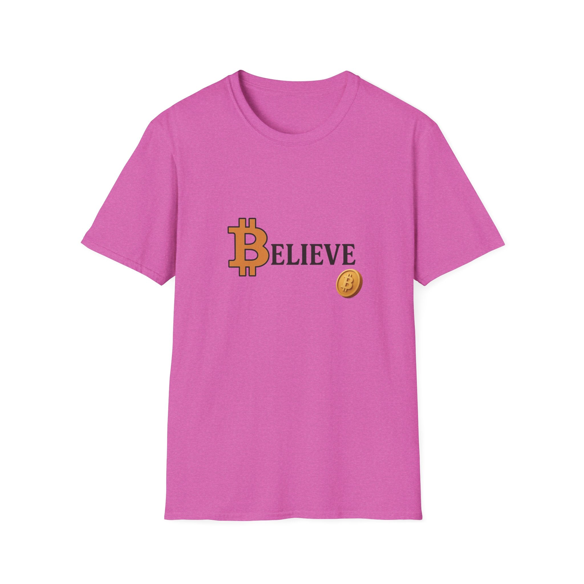 Bitcoin Believe T-Shirt Tee Power in jedem Faden 4 Farben 100% Baumwolle
