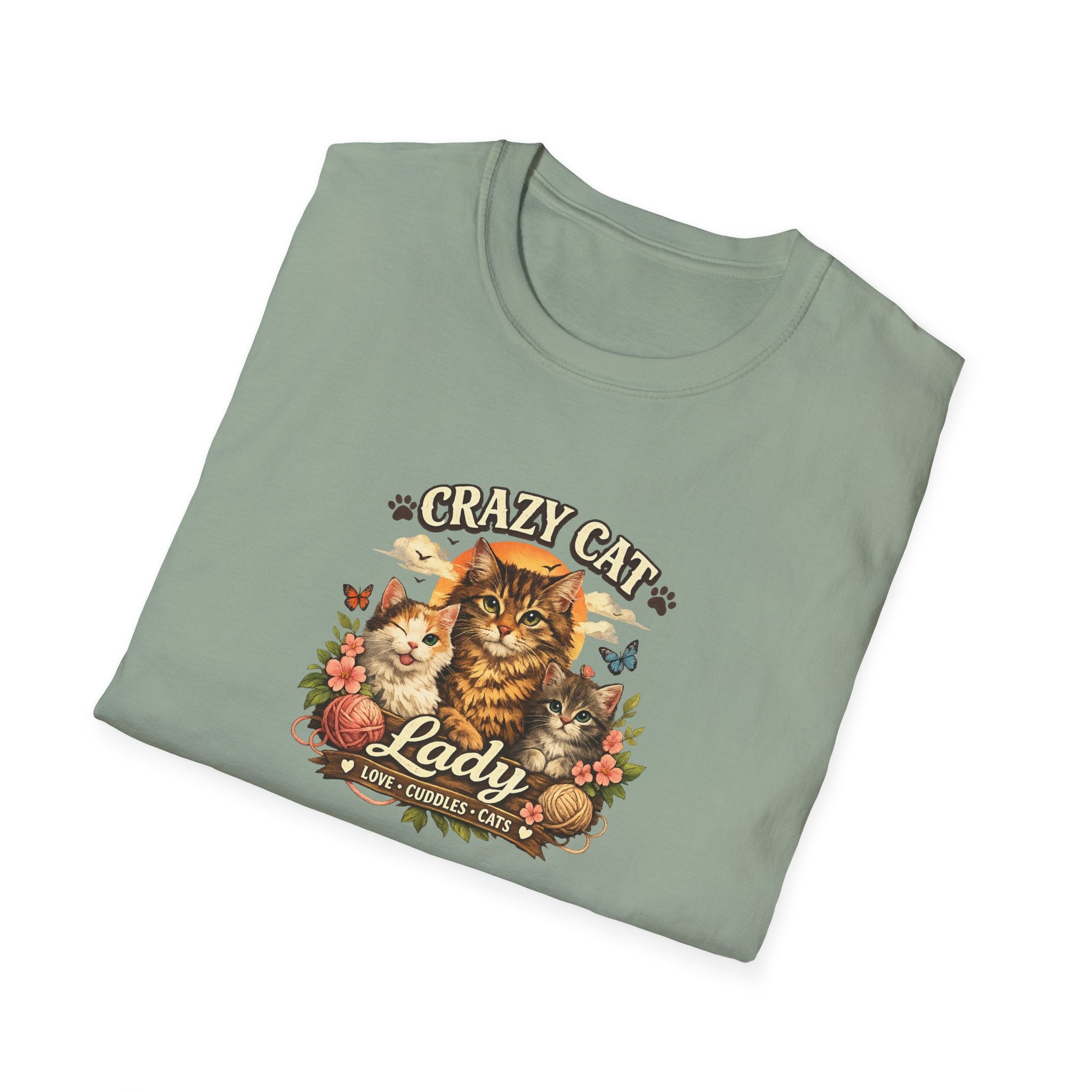 Crazy Cat Lady T-Shirt Funny Cat Lover Shirt Cat Mom Tee Cute Cat Graphic Shirt Gift for Cat Lovers 7 colors 100% cotton