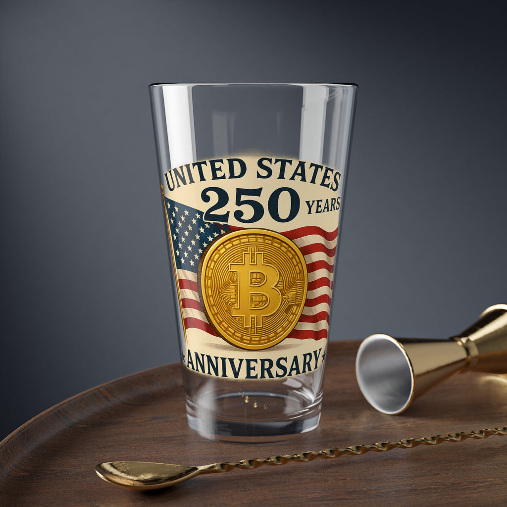United States 250th Anniversary Pint Glass Patriotic Bitcoin USA Glass American Independence Commemorative Barware 16oz Pint Glass