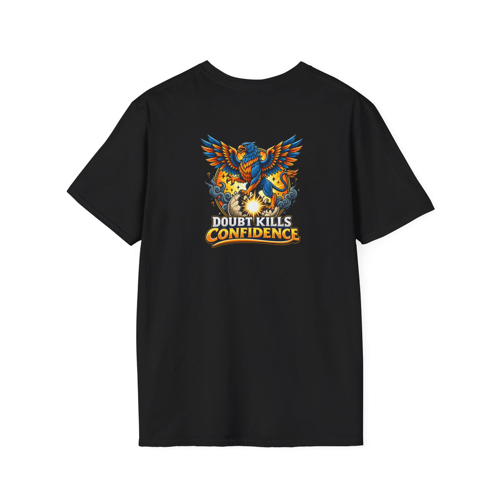 SatsandStripes.com Doubt Kills Confidence Phoenix T-Shirt – Motivational Back Print Graphic Tee Black