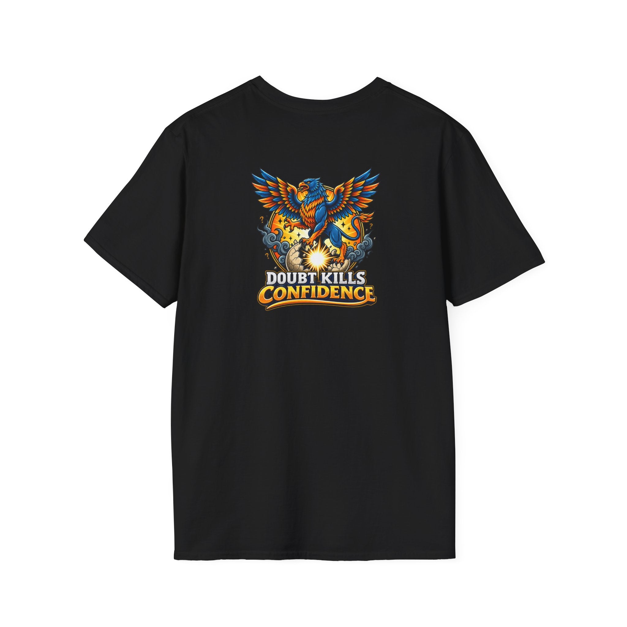 SatsandStripes.com Doubt Kills Confidence Phoenix T-Shirt – Motivational Back Print Graphic Tee Black