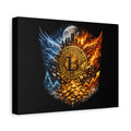 Bitcoin Flame and Ice Crest Canvas Bullish BTC Crypto Artwork Investor Wall Decor Cryptocurrency Canvas for Office 12 x 9