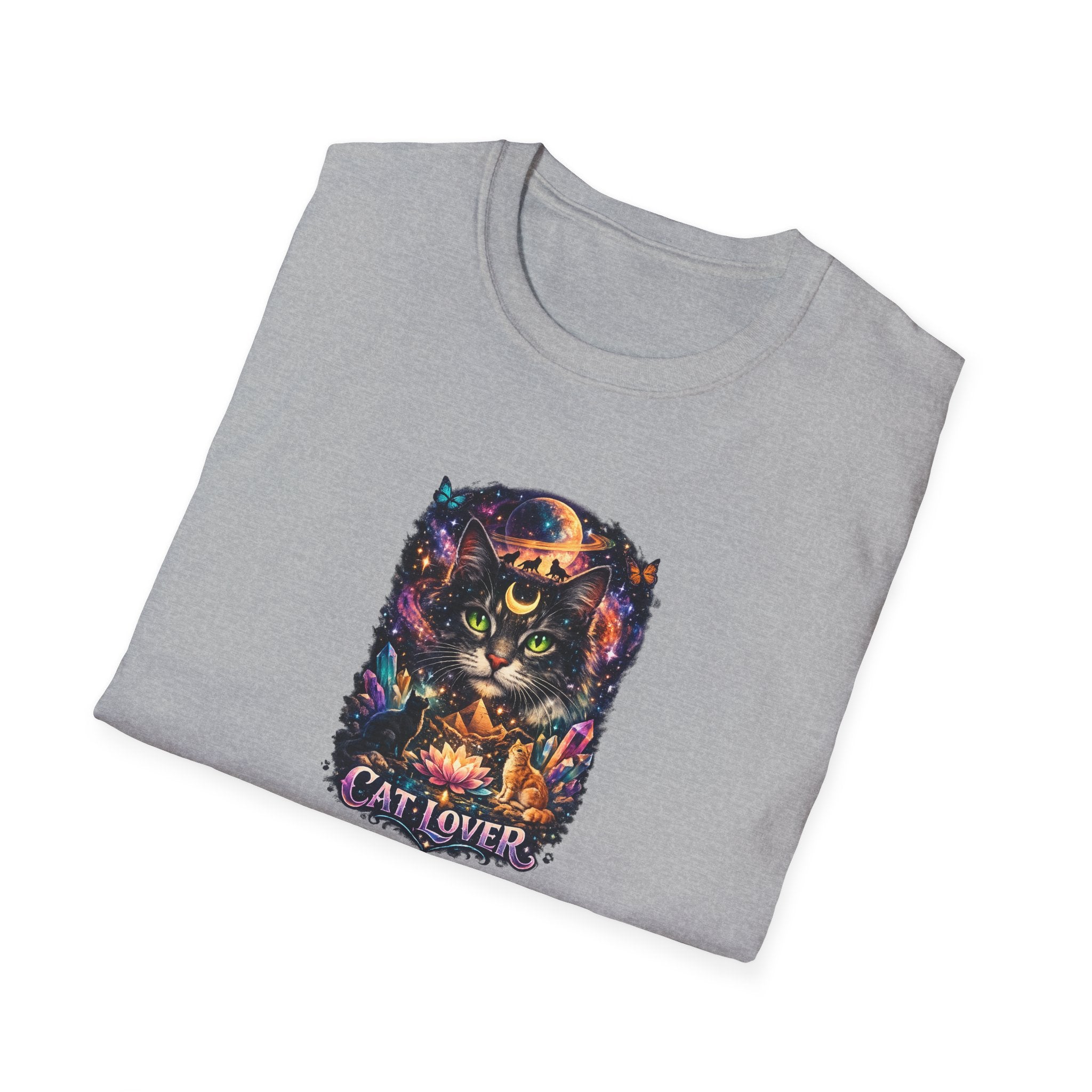 Mystical Cat Lover T-Shirt for Women Cat Mom Shirt Gift for Cat Lovers Boho Fantasy Art Top 7 colors 100% cotton