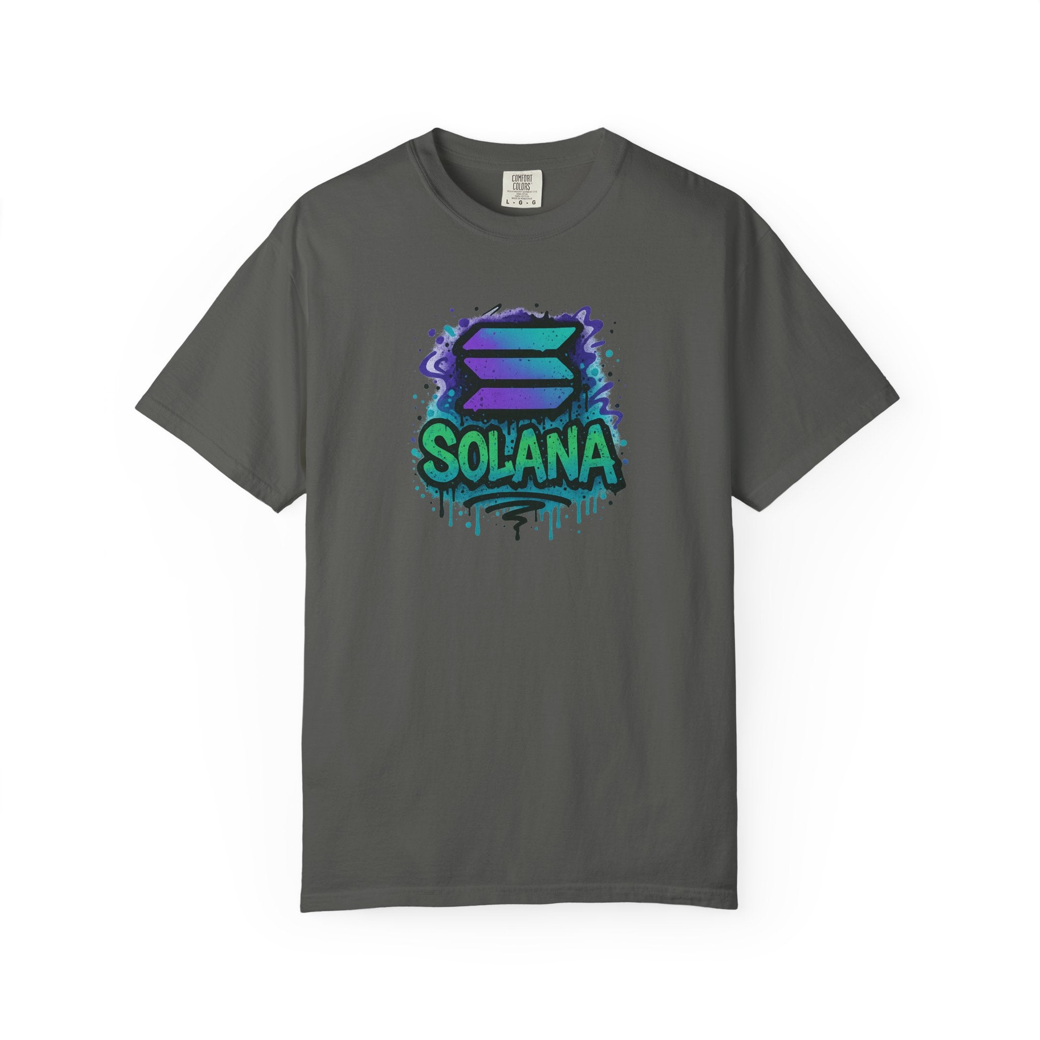 Solana Street Style Graffiti Tee Urban Crypto T-Shirt for Investors & Blockchain Fans Trendy Solana Logo Shirt 5 colors 100% cotton