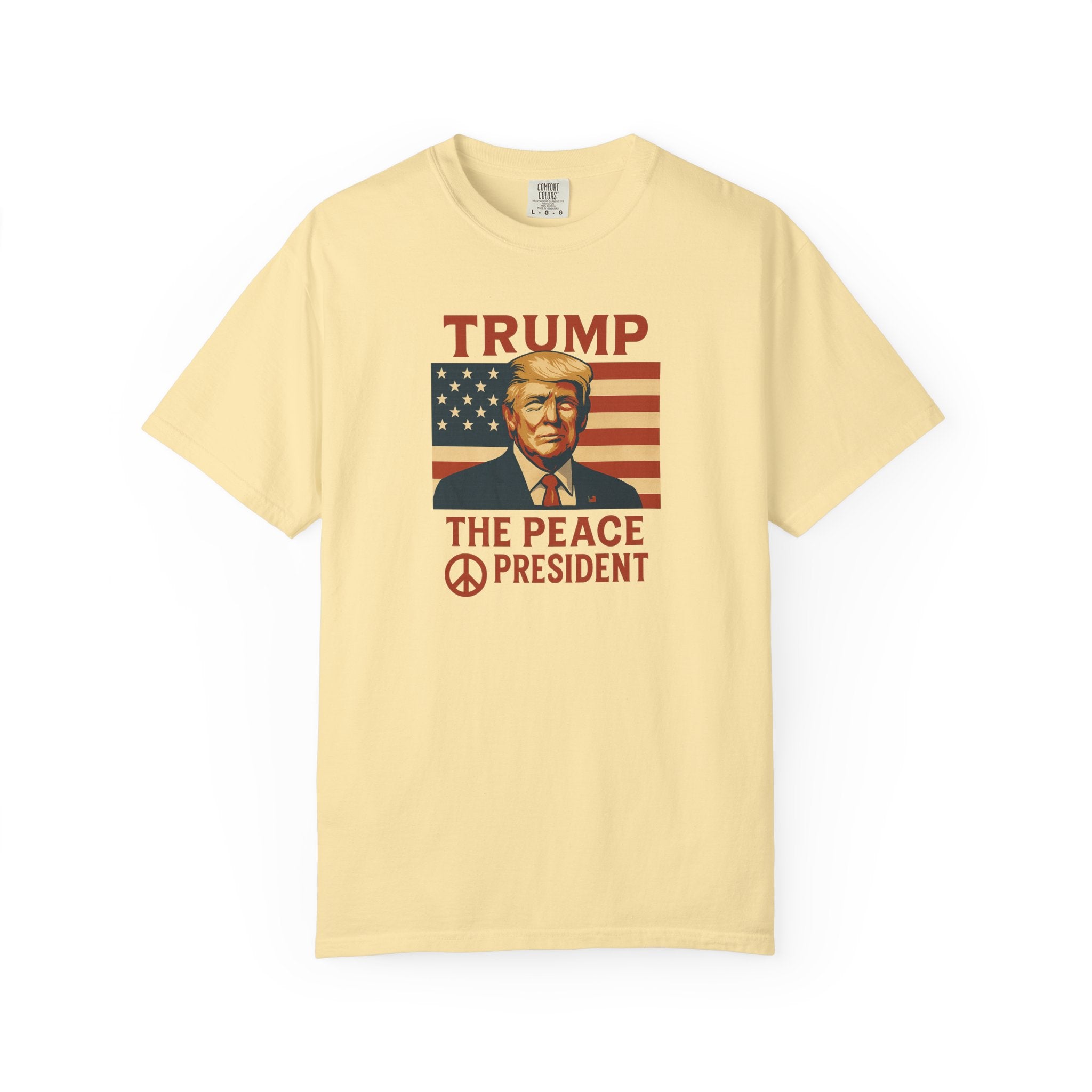 Trump The Peace President Patriotisches T-Shirt Kühnes USA-Flaggen-Design Pro-Amerika Kleidung 4 Farben 100% Baumwolle