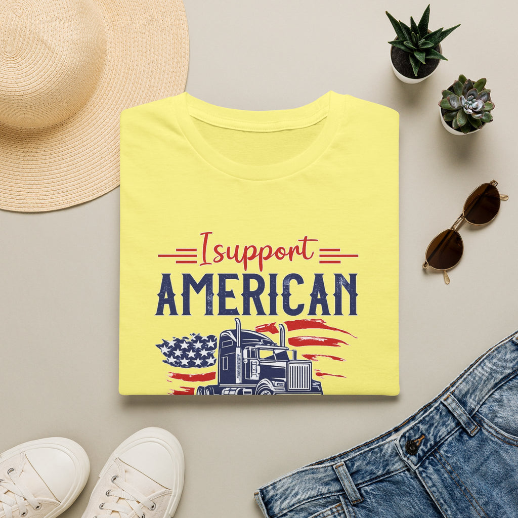 I Support American Truckers Shirt Trucker Wife Support Tee Patriotic Truck Apparel Proud Trucker Family Gift 5 colors 100% cotton