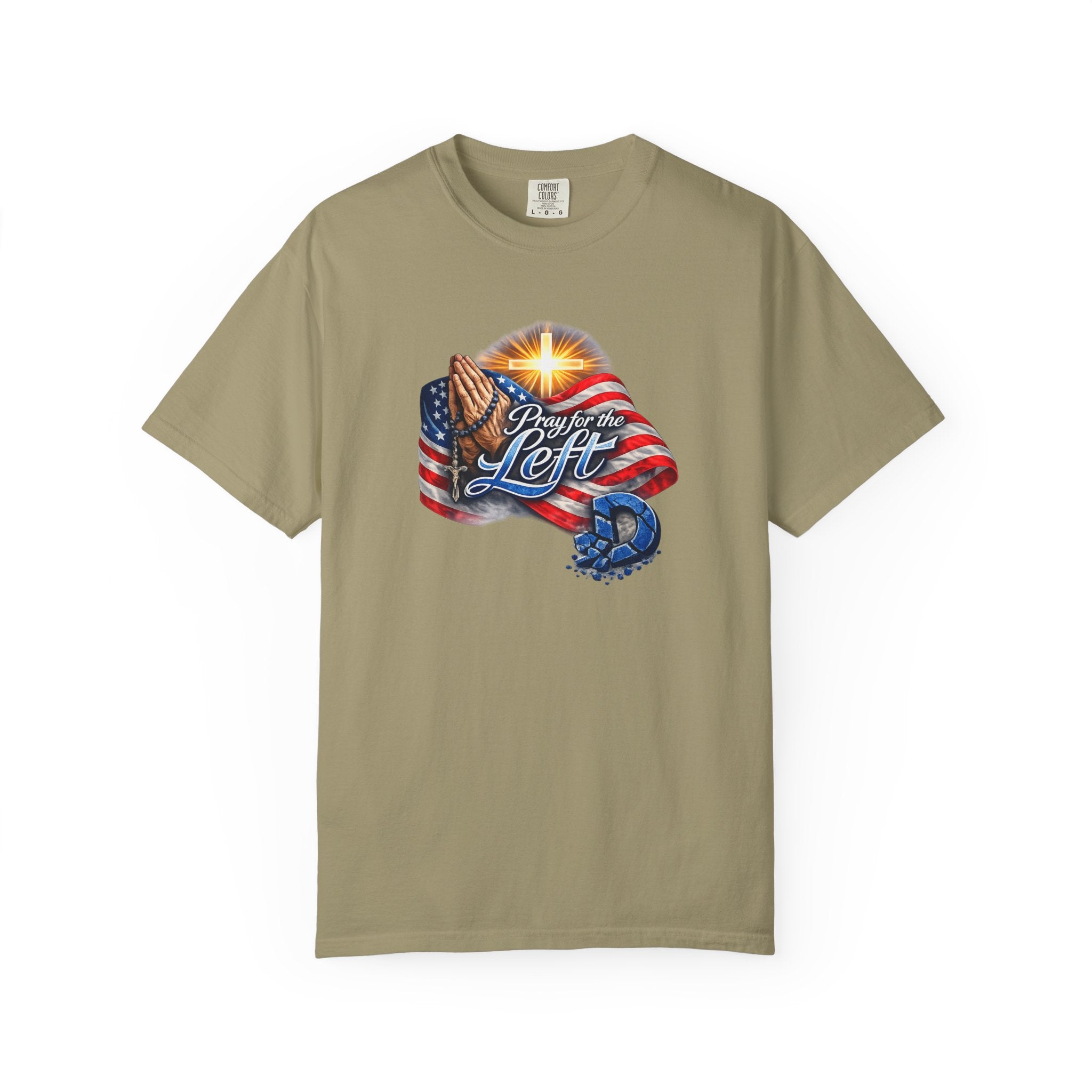 Pray for the Left Patriotic Christian TShirt Faith-Freedom Religious Flag Tee Inspirational Prayer Shirt 8 colors 100% cotton