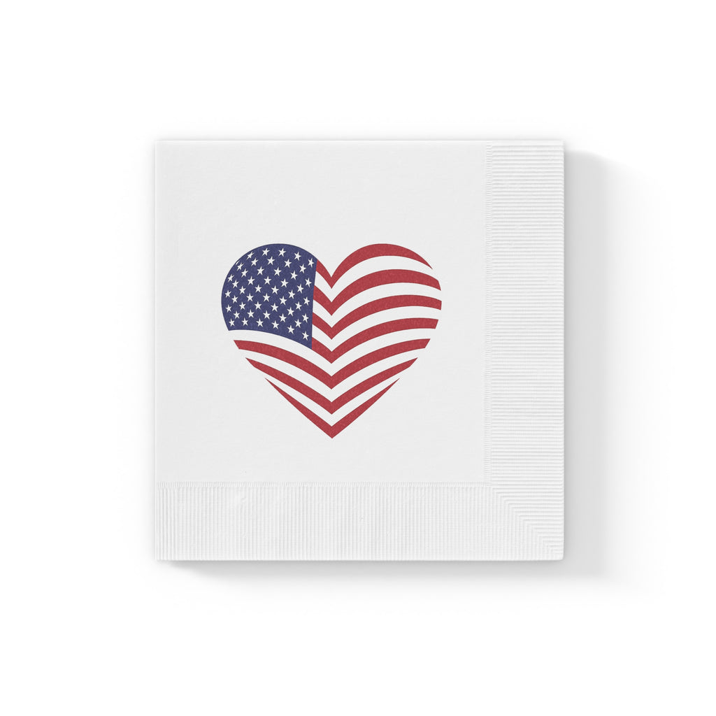 Sats and Stripes American Flag Heart Napkins Patriotic Party Napkins