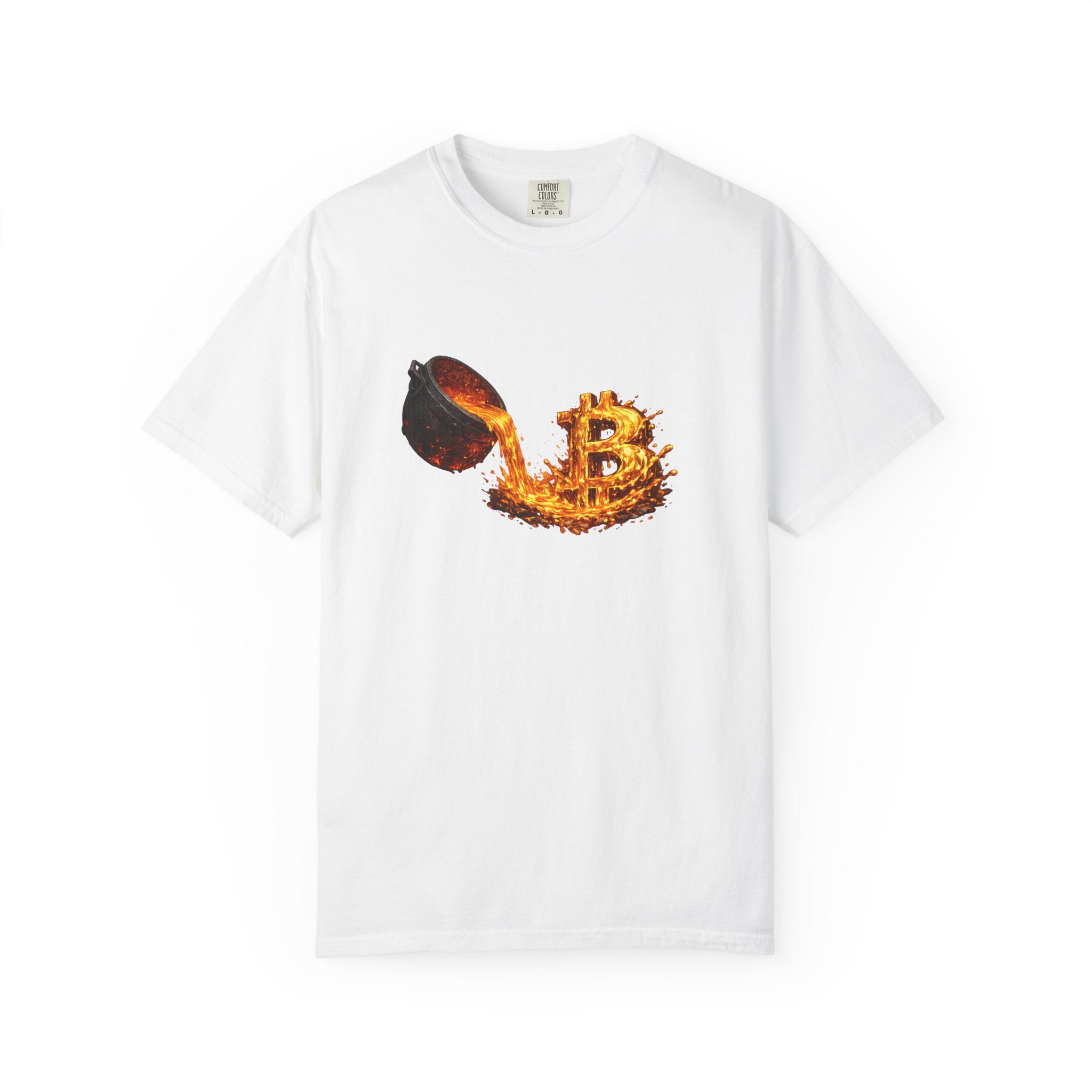 Burning Bitcoin spoon T-shirt Crypto Investor Shirt Bitcoin Holder Apparel Digital Gold Graphic Tee 5 colors 100% cotton