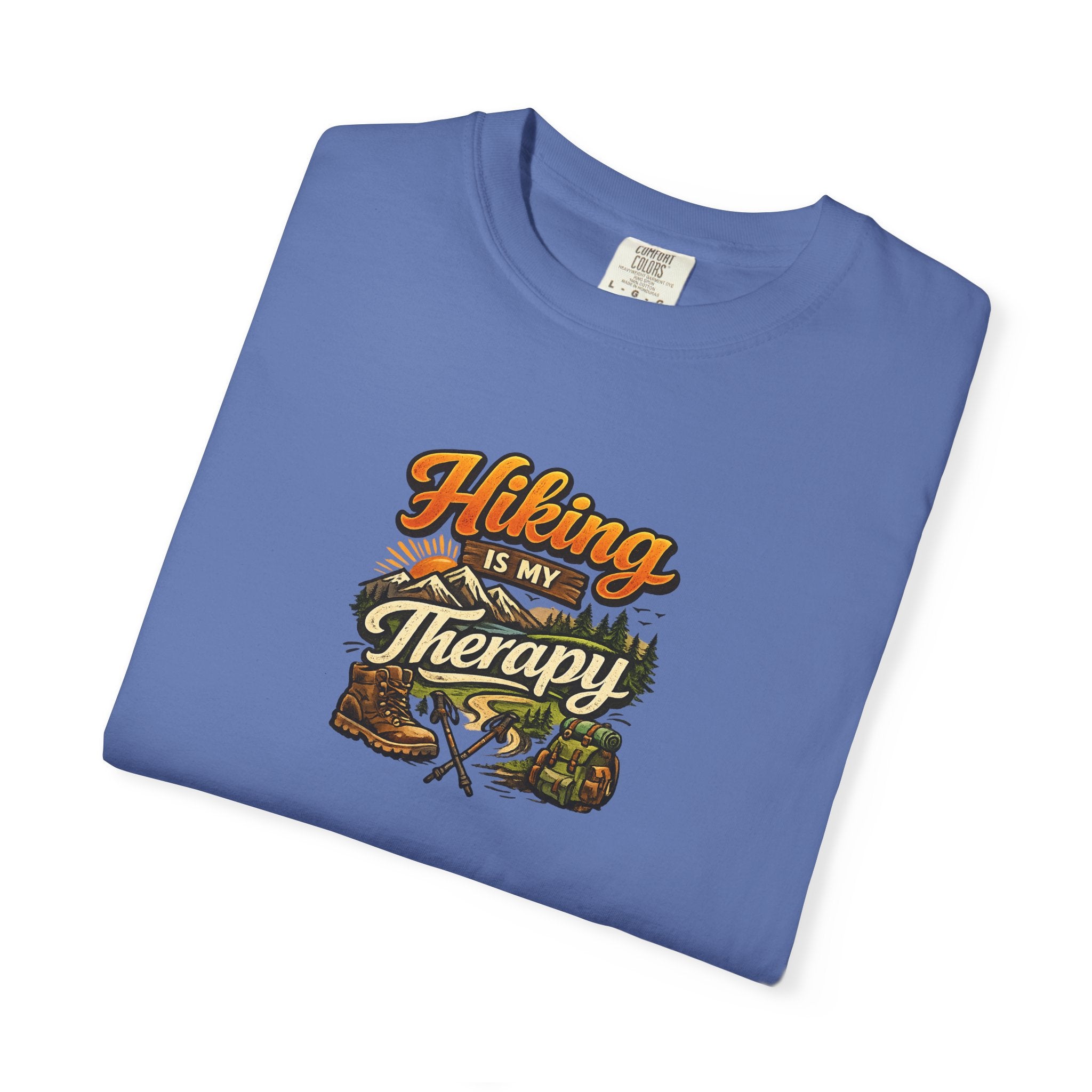 Hiking Is My Therapy Shirt Funny Hiking T-Shirt Outdoor Lover Gift Nature Adventure Tee Hiker Trail Shirt 7 colors 100% cotton