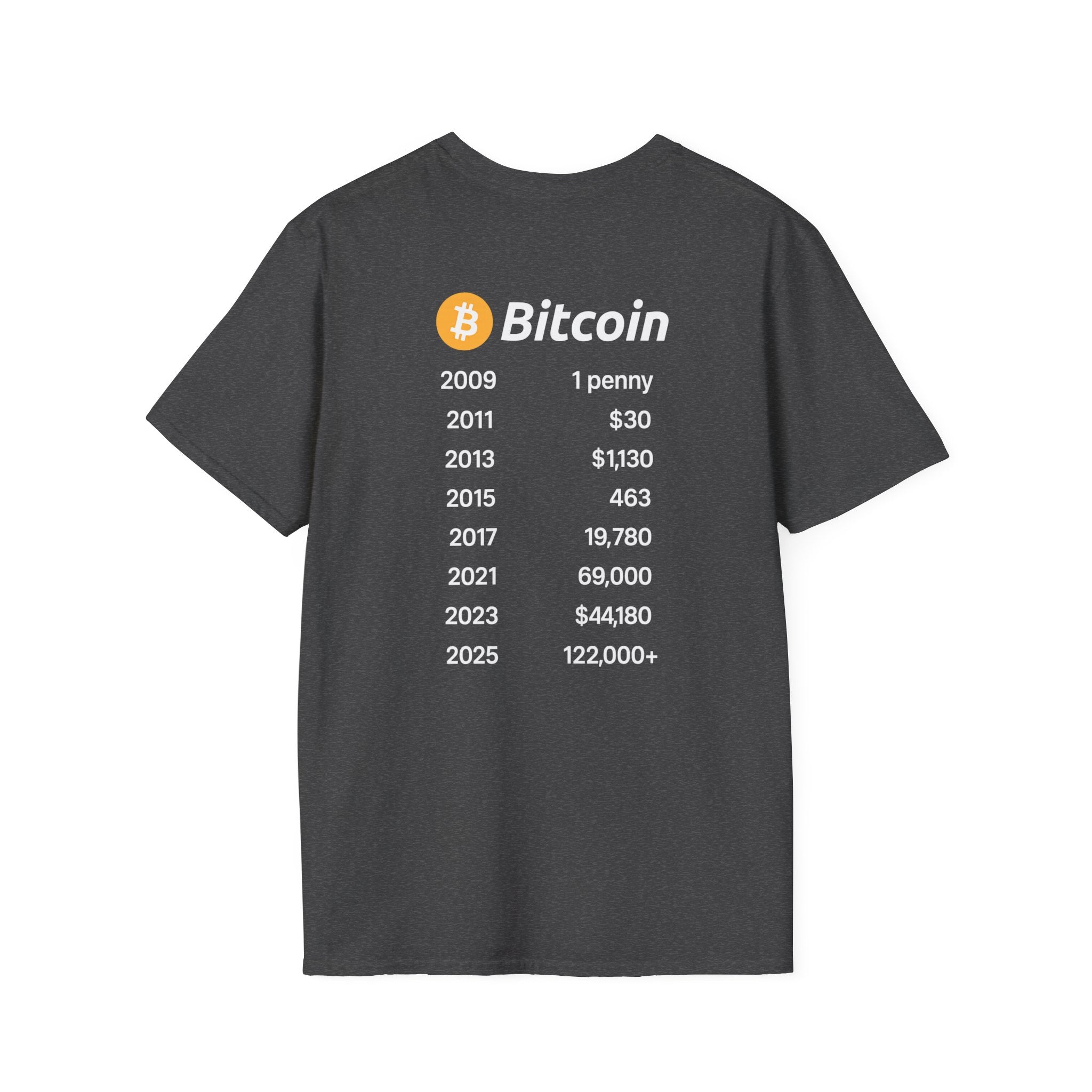 Sats and Stripes Bitcoin All-Time Highs Timeline T-Shirt Gray