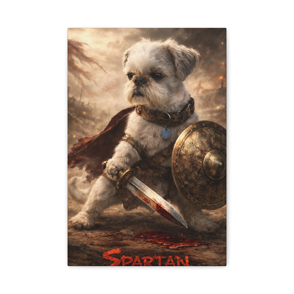 Custom Pet Warrior Canvas Spartan Dog Art Personalized Battle Dog Wall Art Epic Pet Portrait 12 x 18