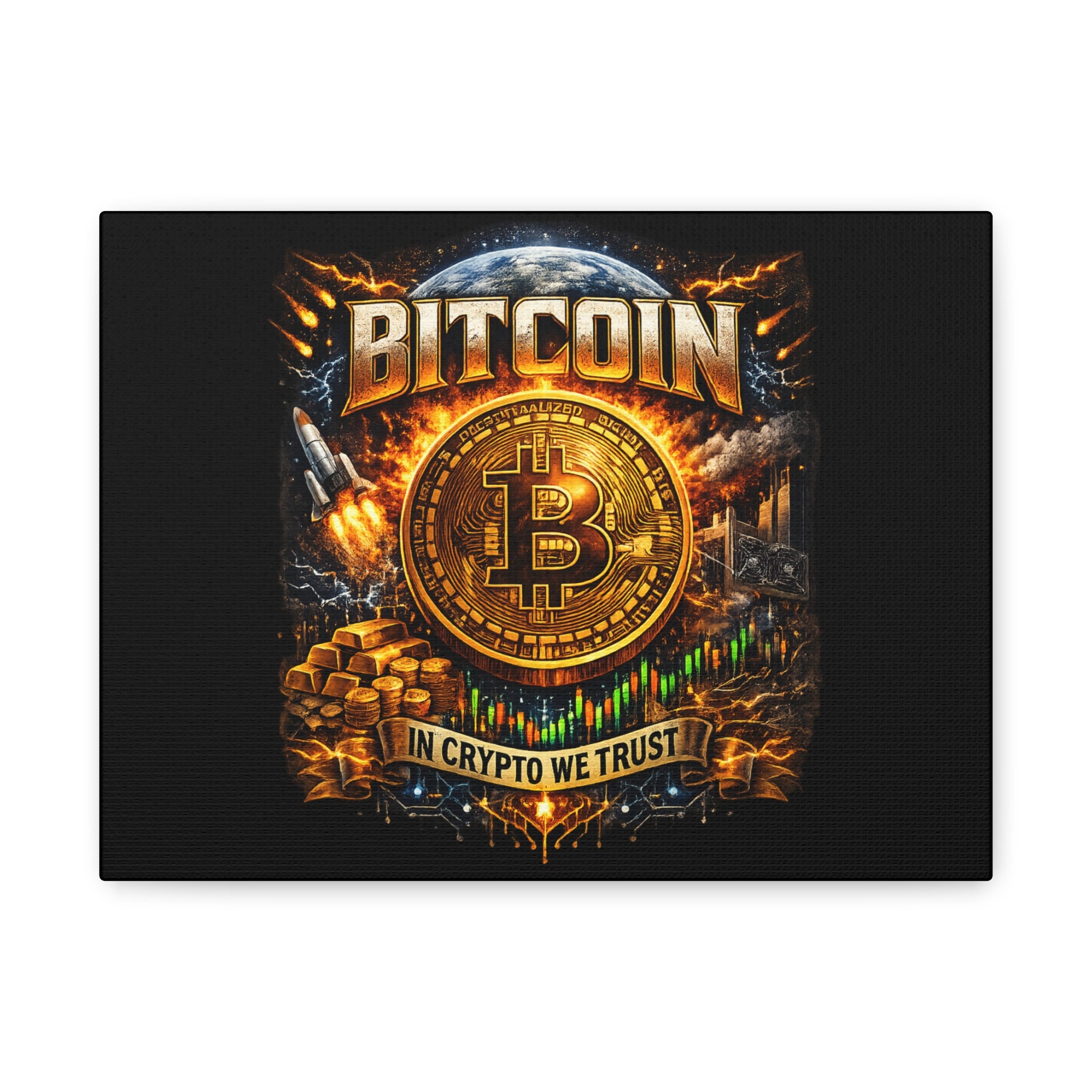 Bitcoin In Crypto we Trust Artwork Premium Canvas 12 x 9