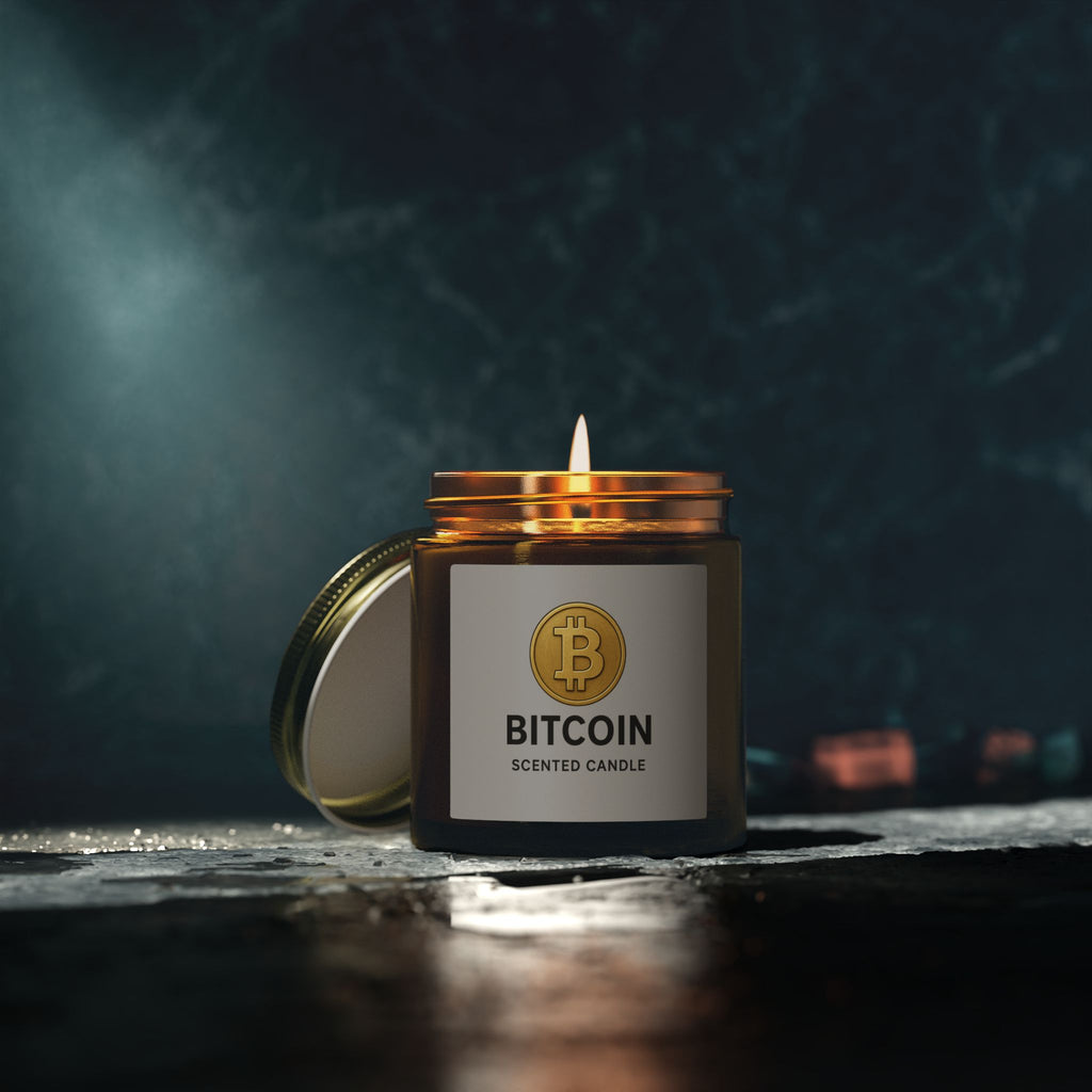 Bitcoin Logo Coconut-Apricot Wax Candle 4 oz & 9 oz sizes 8 fragrances available