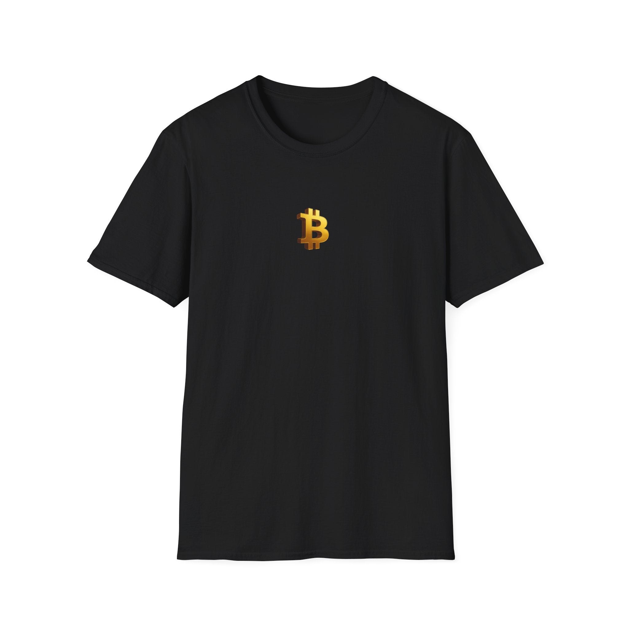 Solid Black Pure Gold Bitcoin T-Shirt Tee 100% cotton