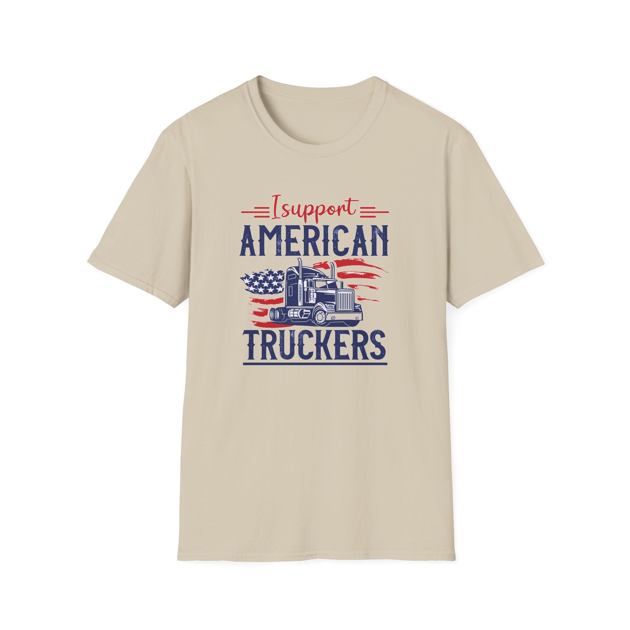 Sats and Stripes I Support American Truckers Shirt Beige