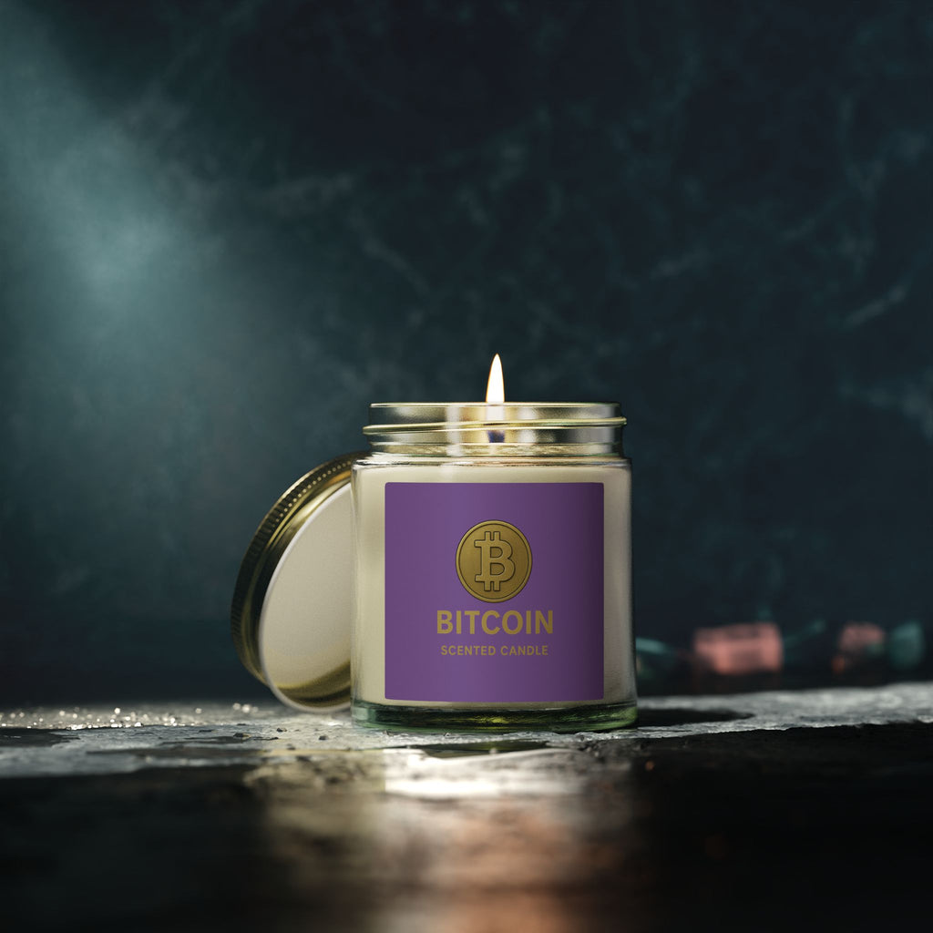 Bitcoin Logo Coconut-Apricot Wax Candle 4 oz & 9 oz sizes 8 fragrances available