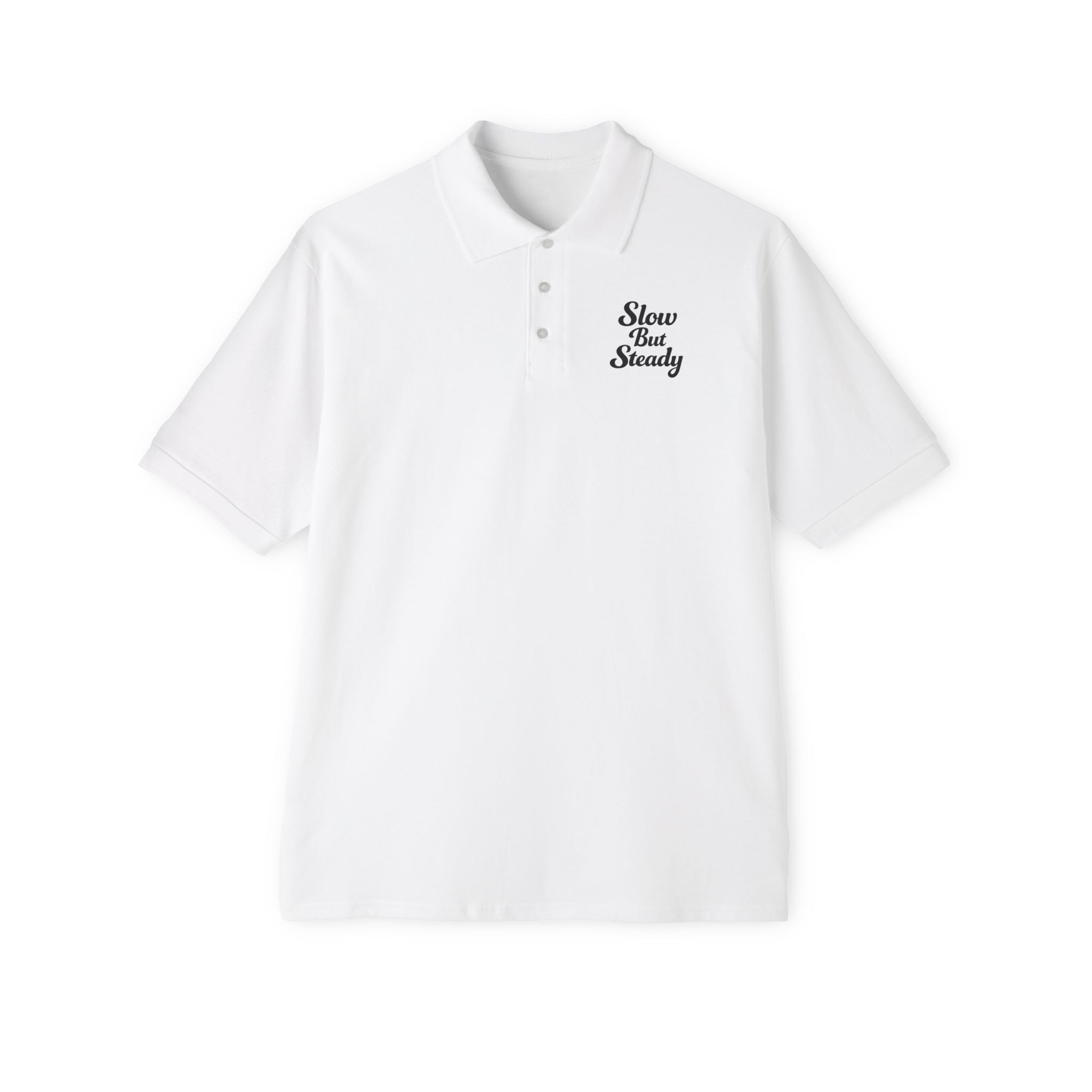 Slow But Steady Polo Shirt Motivational Polo Casual Graphic Polo Gift for Him Comfortable Everyday Shirt 6 colors 100% cotton