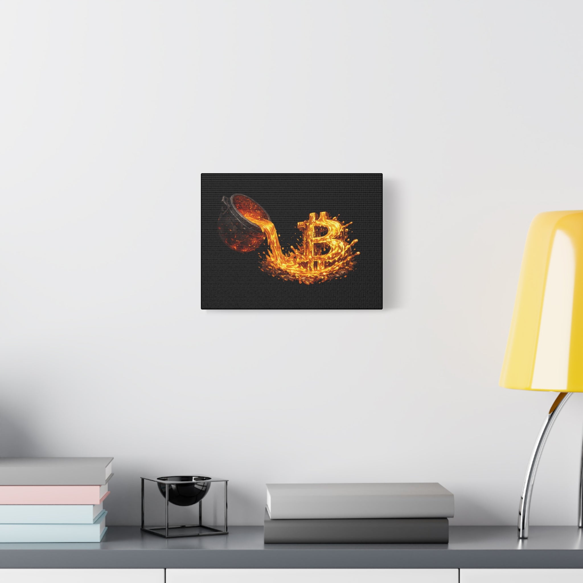 Molten Bitcoin Pour Canvas Bitcoin Wall Art 12 x 9