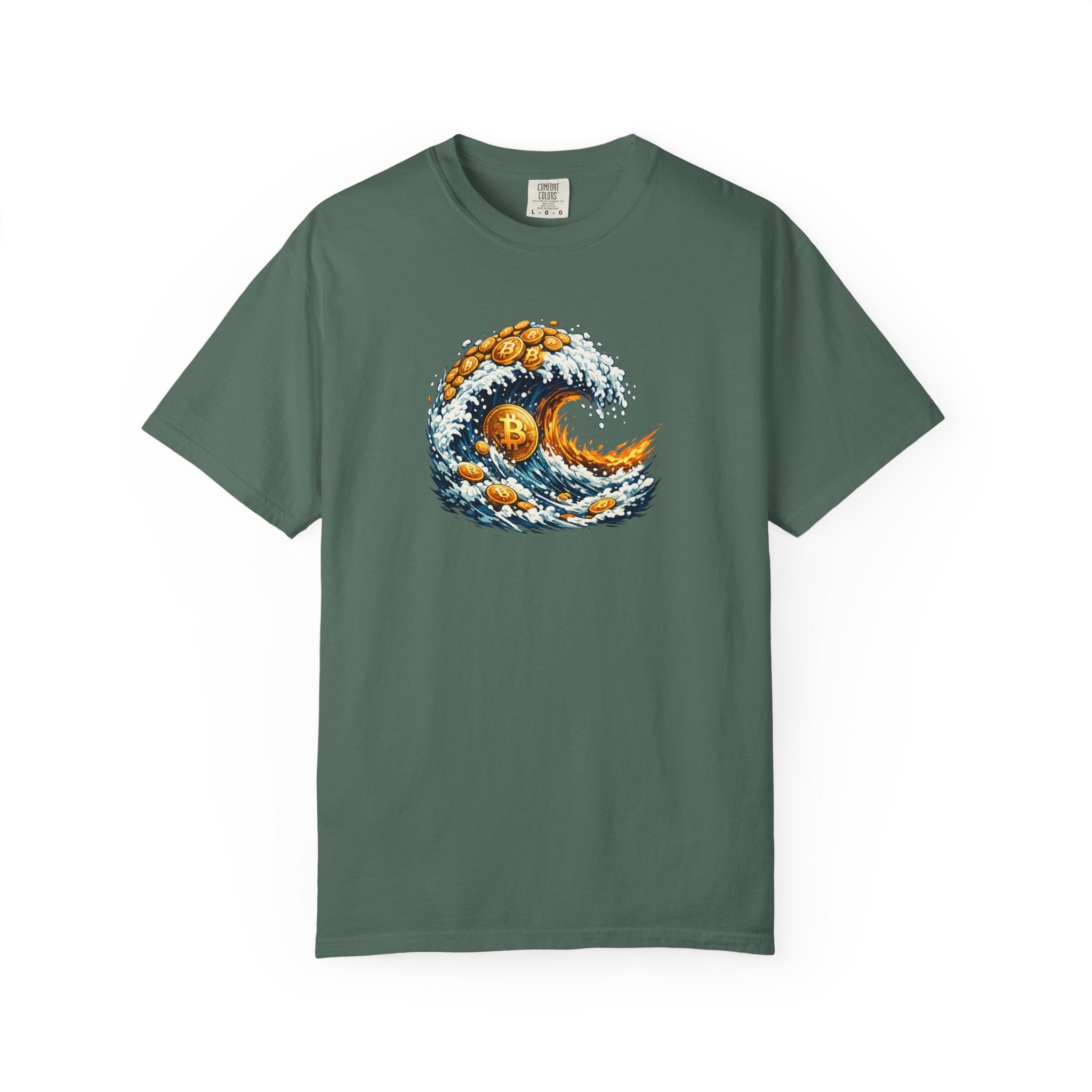Bitcoin Tidal Wave T-Shirt Futuristic Crypto Graphic Tee Bitcoin Art Shirt Crypto Gift for Him 12 colors 100% cotton