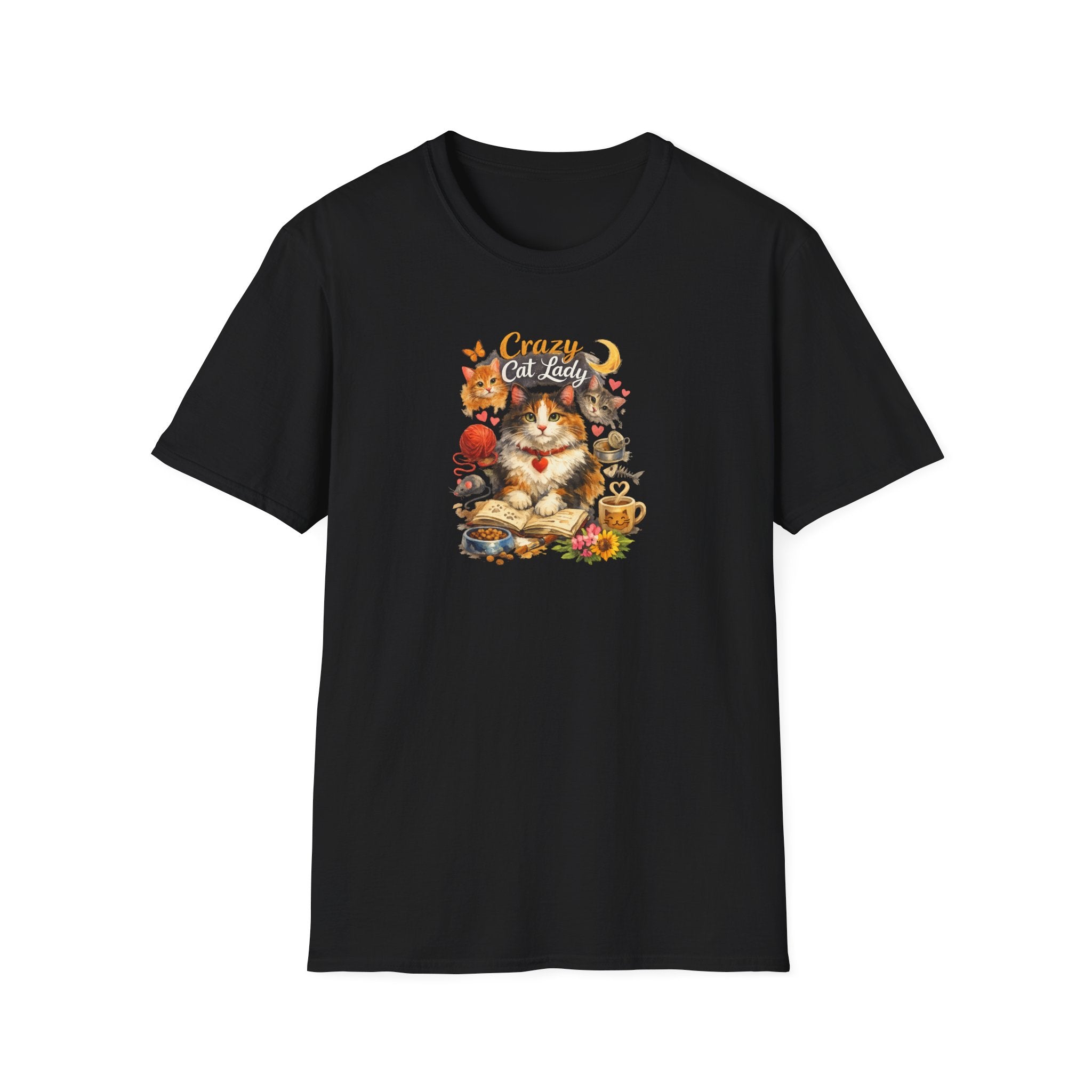 Crazy Cat Lady T-Shirt Cute Cat Mom Graphic Tee Cat Lover Shirt Gift for Cat Moms Whimsical Cat Art Top 8 colors 100% cotton