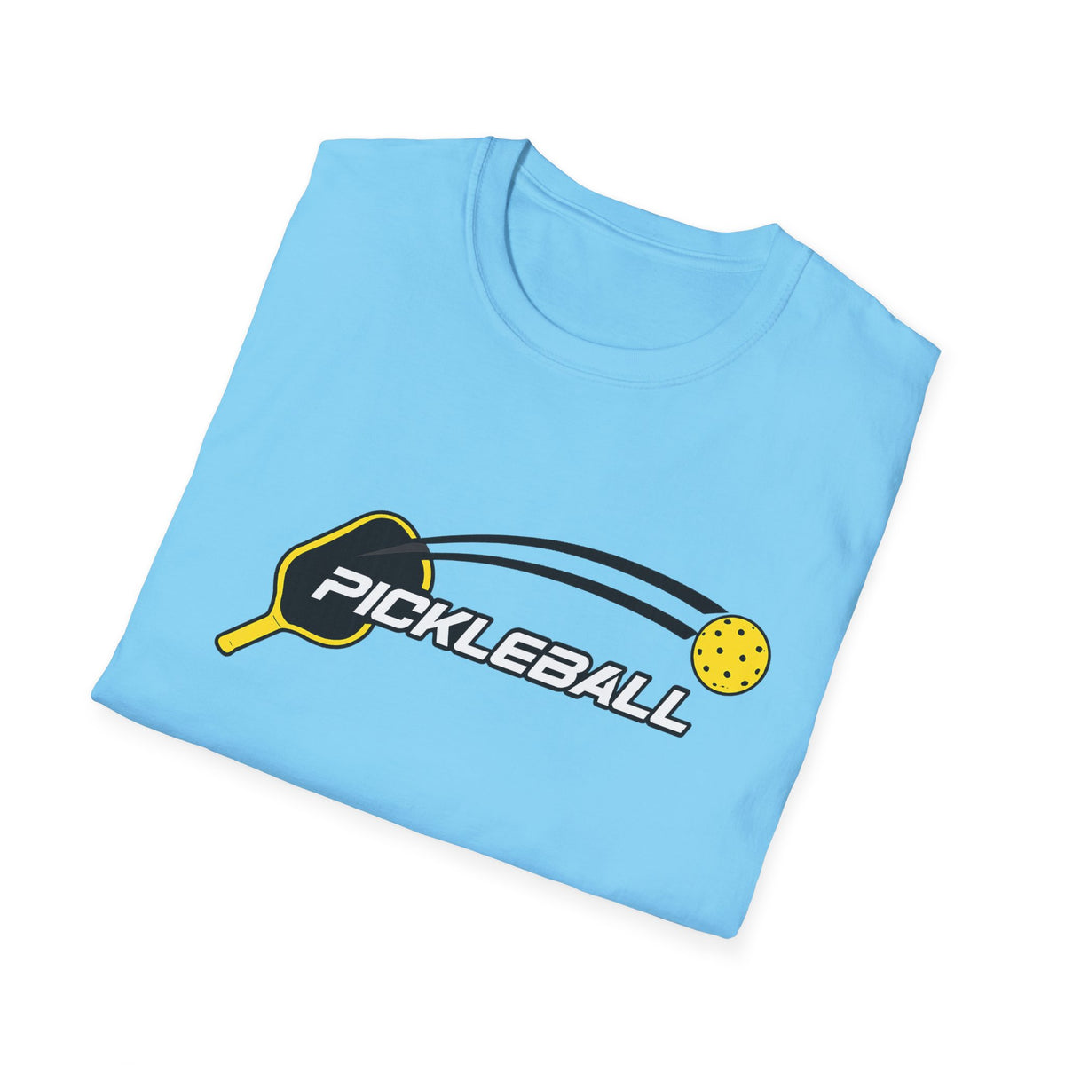 Sats and Stripes Pickleball T-Shirt for Players and Court Legends Pickleball Gift Court Life Sky Blue Folded