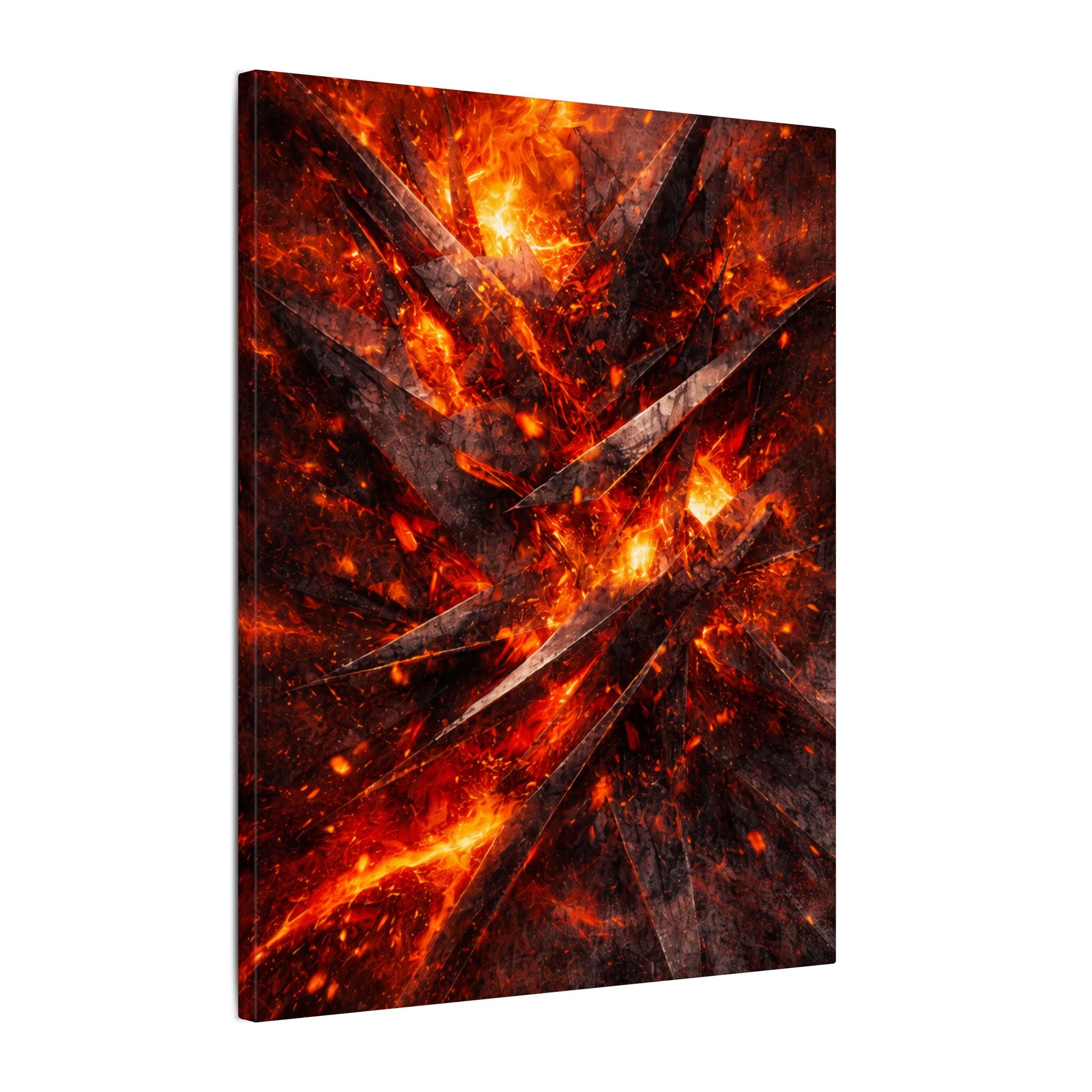 Molten Lava Abstract Canvas Wall Art Fiery Industrial Metal Shard Explosion Bold Modern Office Decor Dorm Decor 16" x 20"
