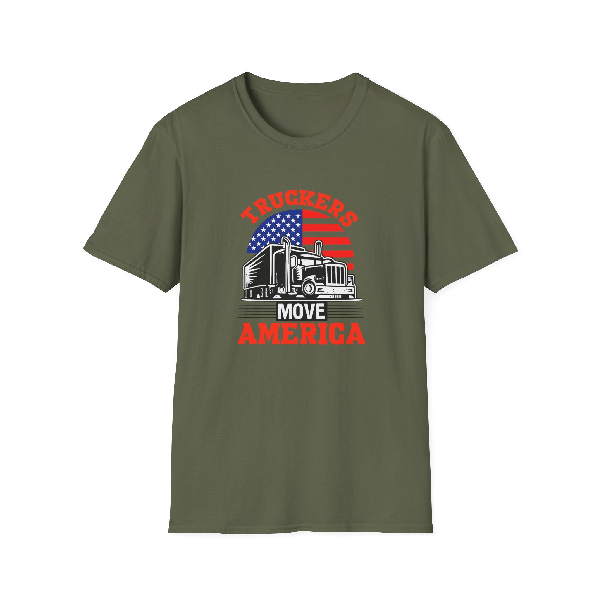 Truckers Move America Shirt Patriotisches Trucker T-Shirt Amerikanische Flagge Sattelschlepper T-Shirt Stolzer LKW-Fahrer Geschenk 7 Farben 100% Baumwolle