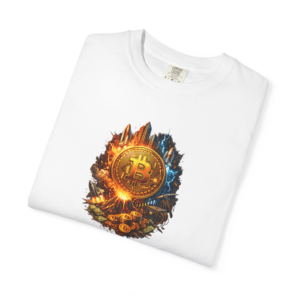 Bitcoin Fire & Steel T-Shirt Bold Crypto Graphic Tee Bitcoin Investor Shirt Digital Gold Crypto Shirt 3 colors 100% cotton
