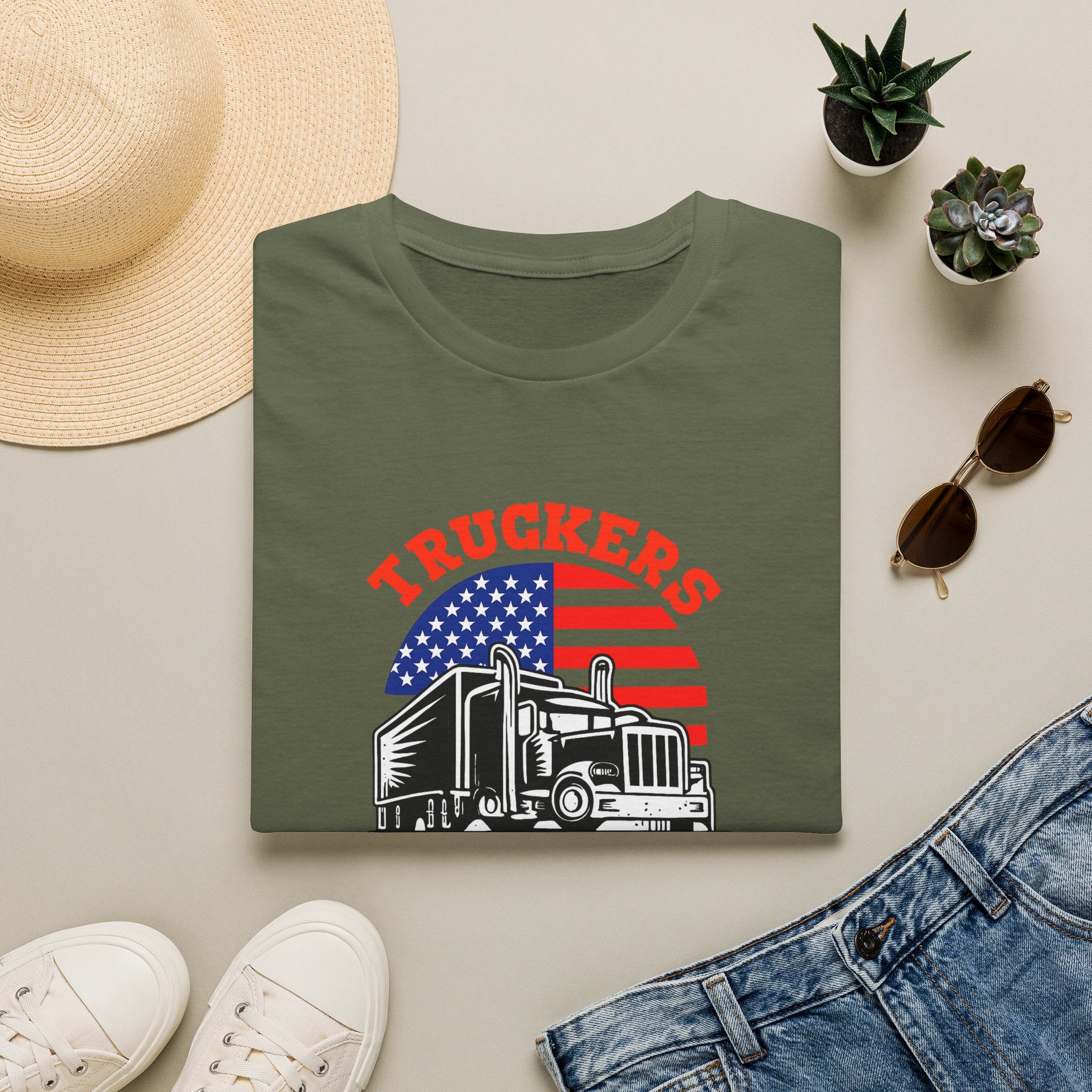 Truckers Move America Shirt Patriotic Trucker Tee American Flag Semi Truck T-Shirt Proud Truck Driver Gift 7 colors 100% cotton