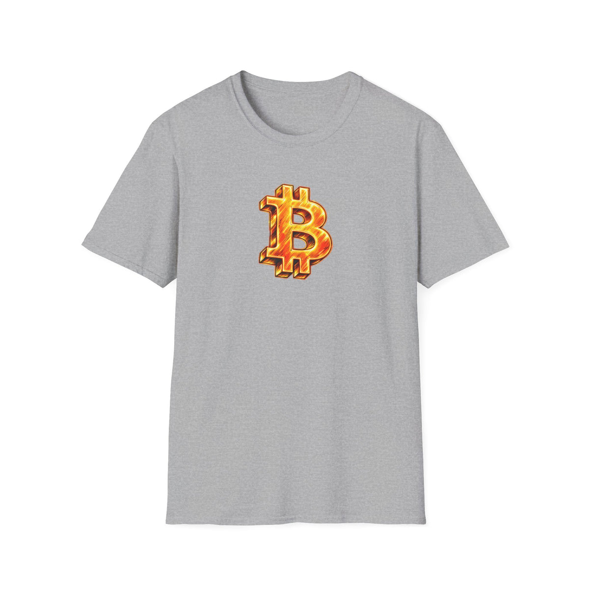 Fiery Bitcoin Logo Softstyle® T-Shirt Bold BTC Graphic Tee for HODLers & Bitcoin Fans 4 colors - 100% cotton