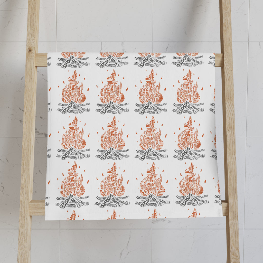 Campfire Pattern Hand Towel Bonfire Illustration Outdoor Camping Kitchen Towel