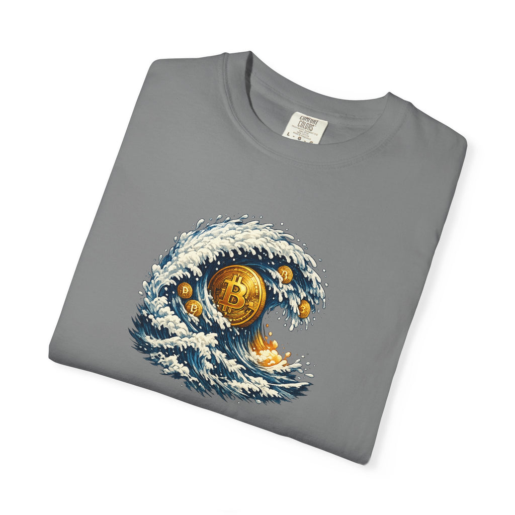 Bitcoin Tidal Wave T-Shirt Futuristic Crypto Graphic Tee Bitcoin Art Shirt Crypto Gift 12 colors 100% cotton
