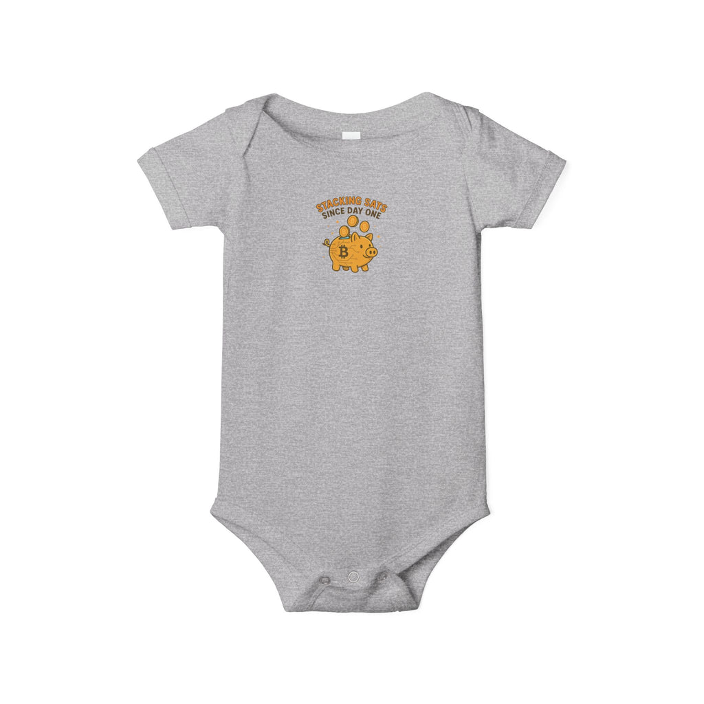 Bitcoin Baby Onesie Stacking Sats Since Day One Cute Crypto Piggy Bank Bodysuit 6 colors 100% cotton
